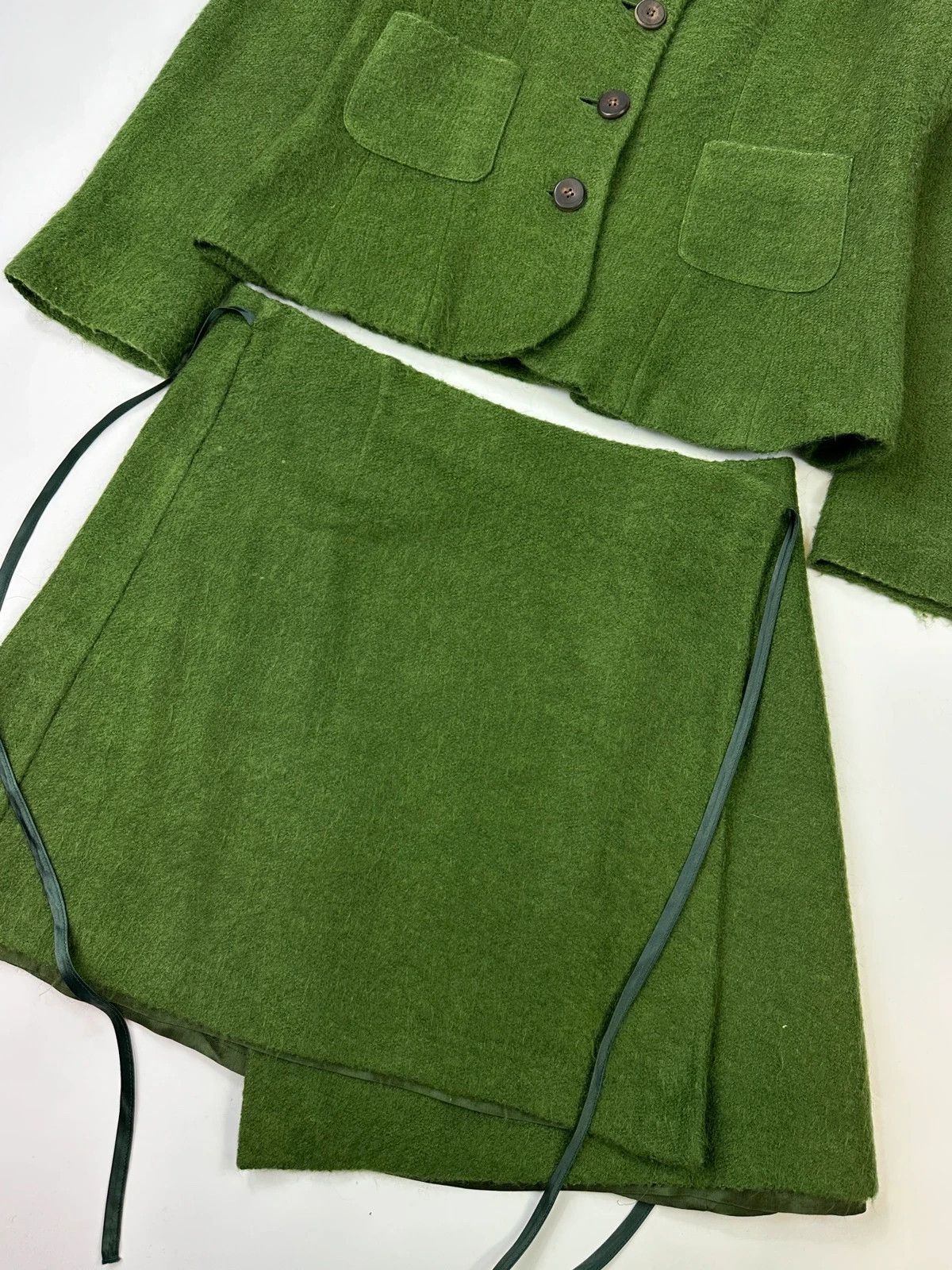 Kenzo Kenzo Jungle FW1990-98 Green Mohair Skirt & Jacket Full Set Size L / US 10 / IT 46 - 5 Thumbnail
