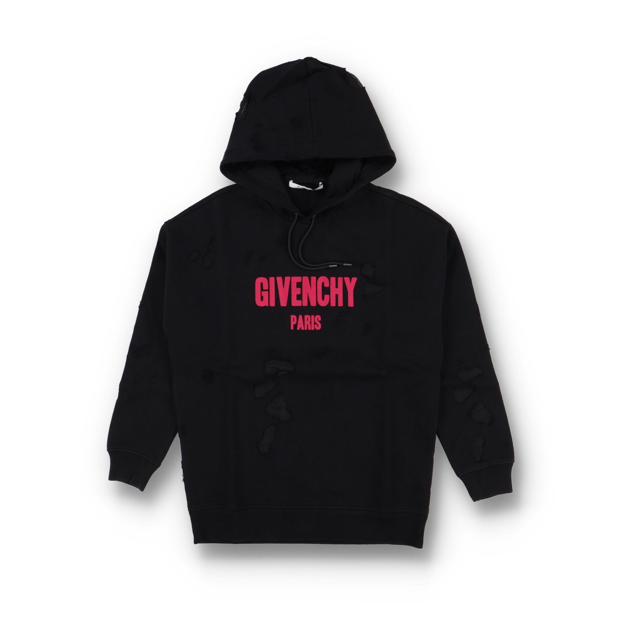 Givenchy Black Fuchsia Destroyed Logo Oversized Hoodie Size XS / US 0-2 / IT 36-38 - 1 Thumbnail