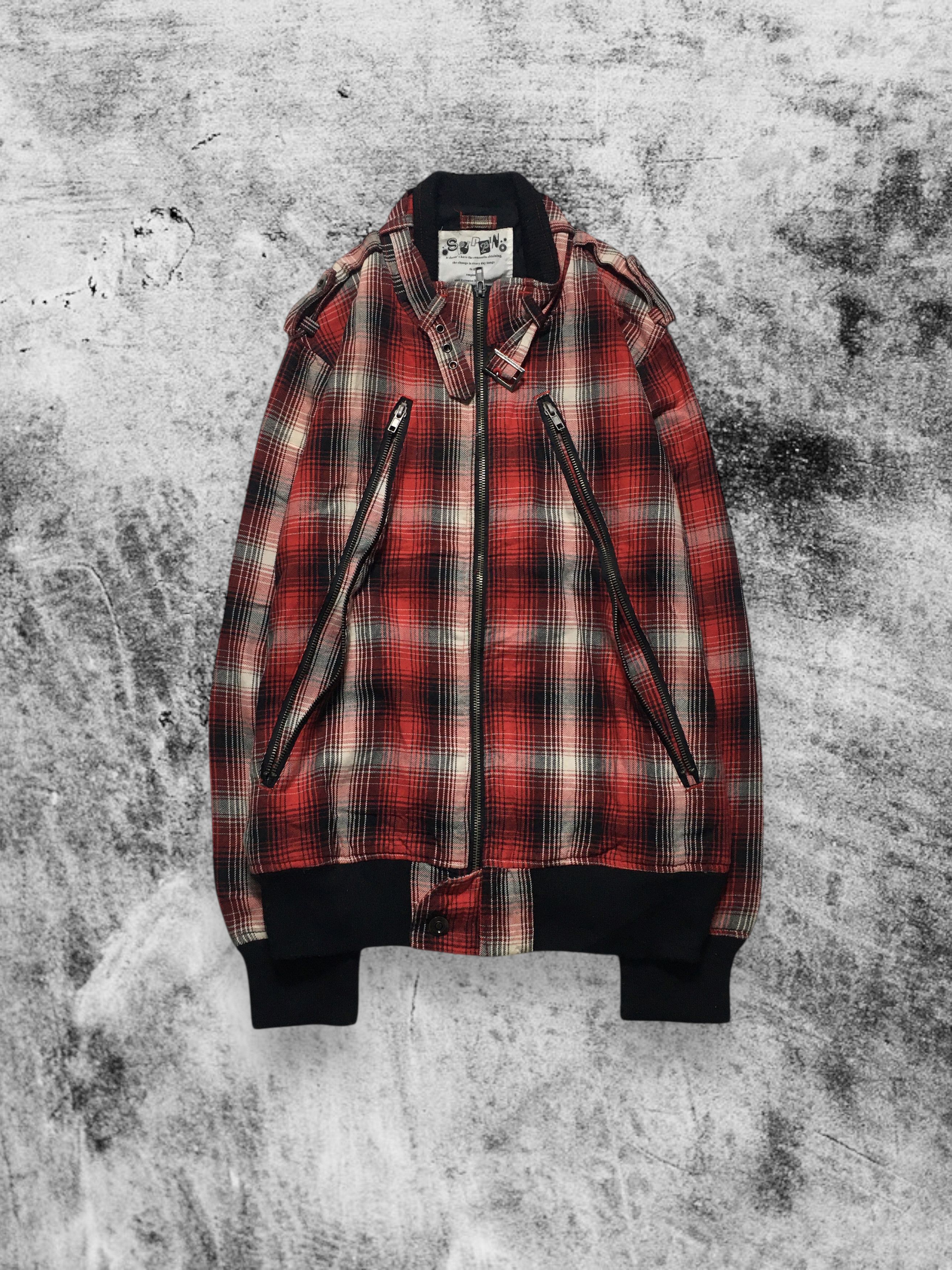 Japanese Brand Japanese Punk Red Tartan Long Zip Jacket Size US M / EU 48-50 / 2 - 1 Thumbnail