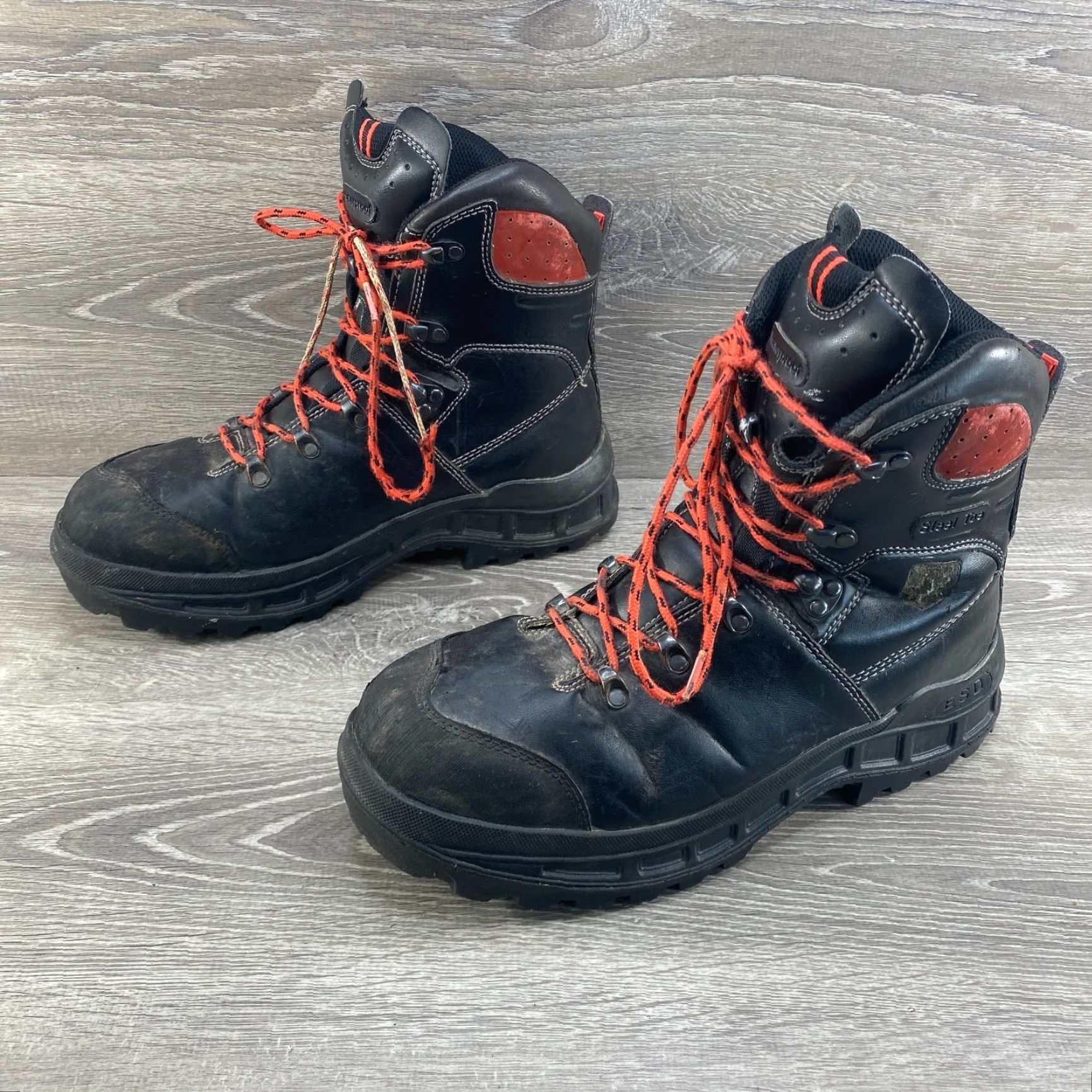 Vintage Oregon Chainsaw Boots Mens 11 Black Leather Waterproof Steel Toe Class 1 Work Boots Mens 11 Water Resistant Leather Black Oregon Size US 10 / EU 43 - 6 Thumbnail