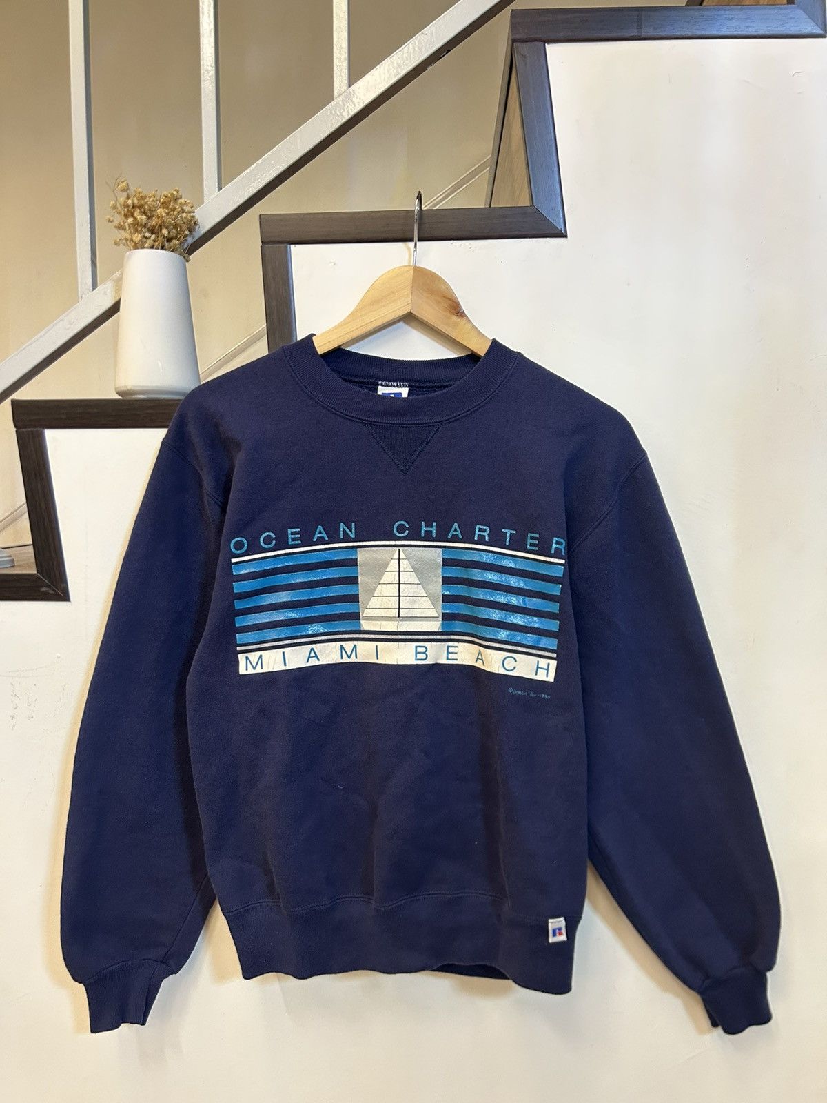 Vintage 90s Russell Athletic Miami Beach Ocean Charter Sweatshirt Size US S / EU 44-46 / 1 - 2 Thumbnail