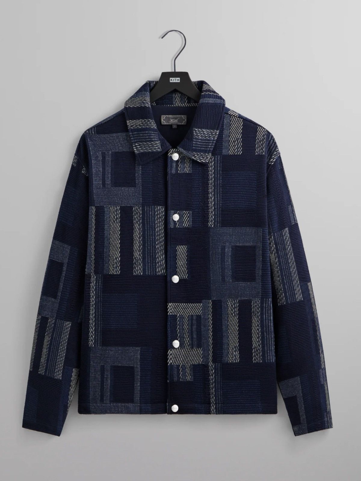 Kith Kith Geometric Knit Coaches Jacket Nocturnal XL New With Tag Size US XL / EU 56 / 4 - 1 Thumbnail