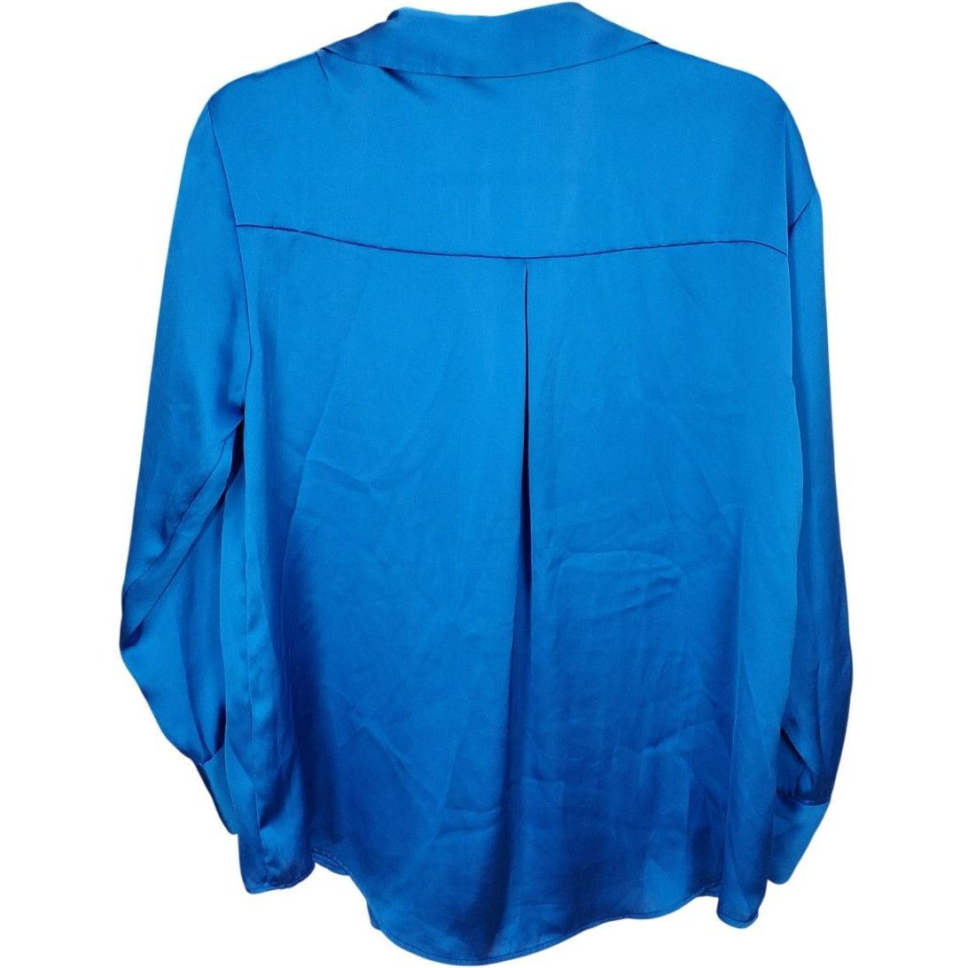 Zara Zara Blue Silky Button Up Blouse Long Sleeve Collared S Size S / US 4 / IT 40 - 2 Thumbnail