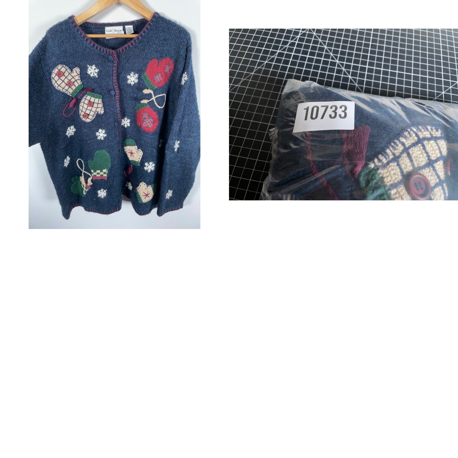 Croft & Barrow VINTAGE Croft & Barrow Cardigan Sweater 3X Women’s Handknit Mitten Applique Blue Crew Neck Long Sleeve Fall Winter 90s Teacher Womens Size XXL / US 16-18 / IT 52-54 - 9 Thumbnail