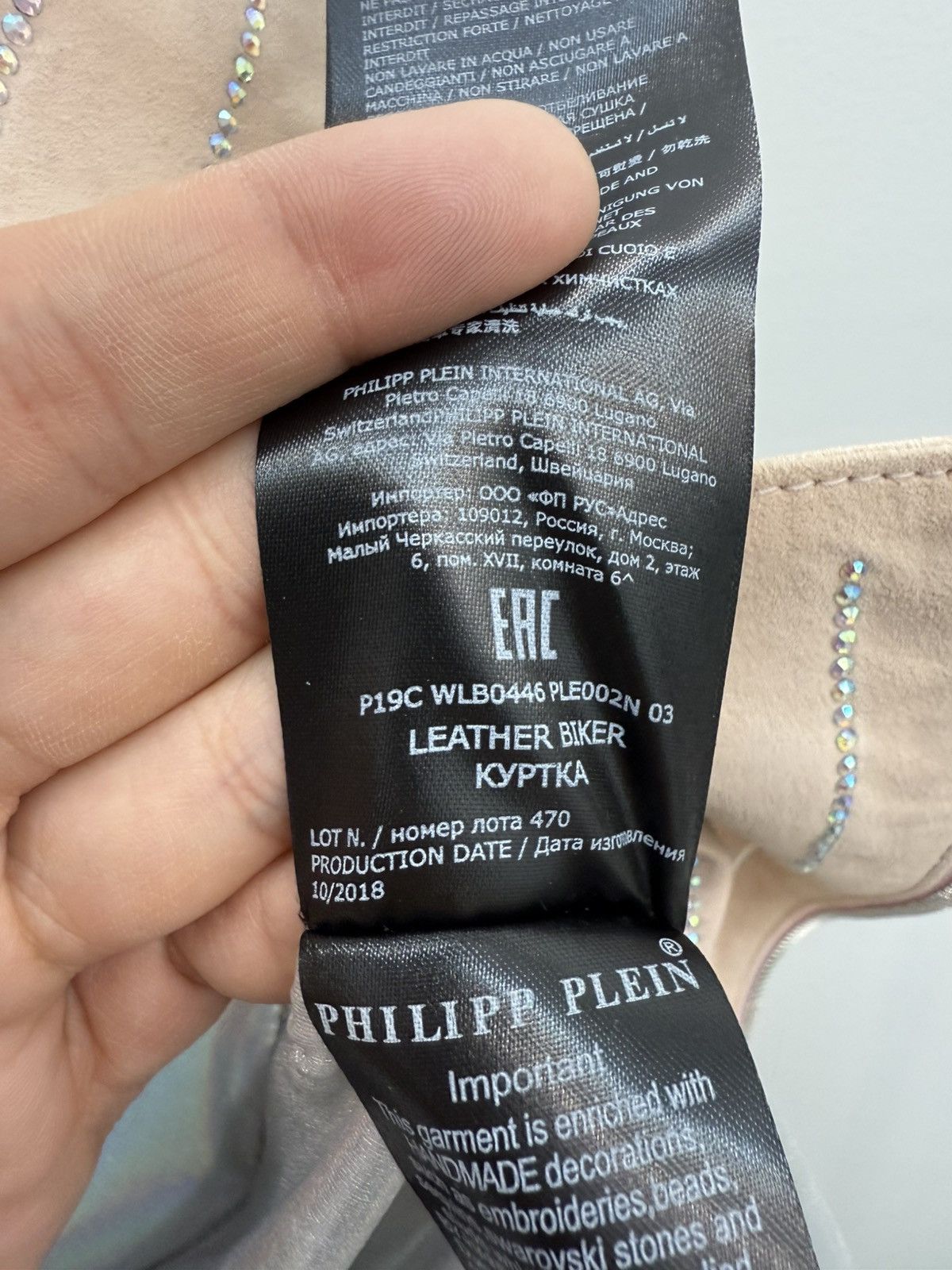 Philipp Plein Philipp Plein Crystals Pink Leather Biker Jacket Size L / US 10 / IT 46 - 14 Thumbnail