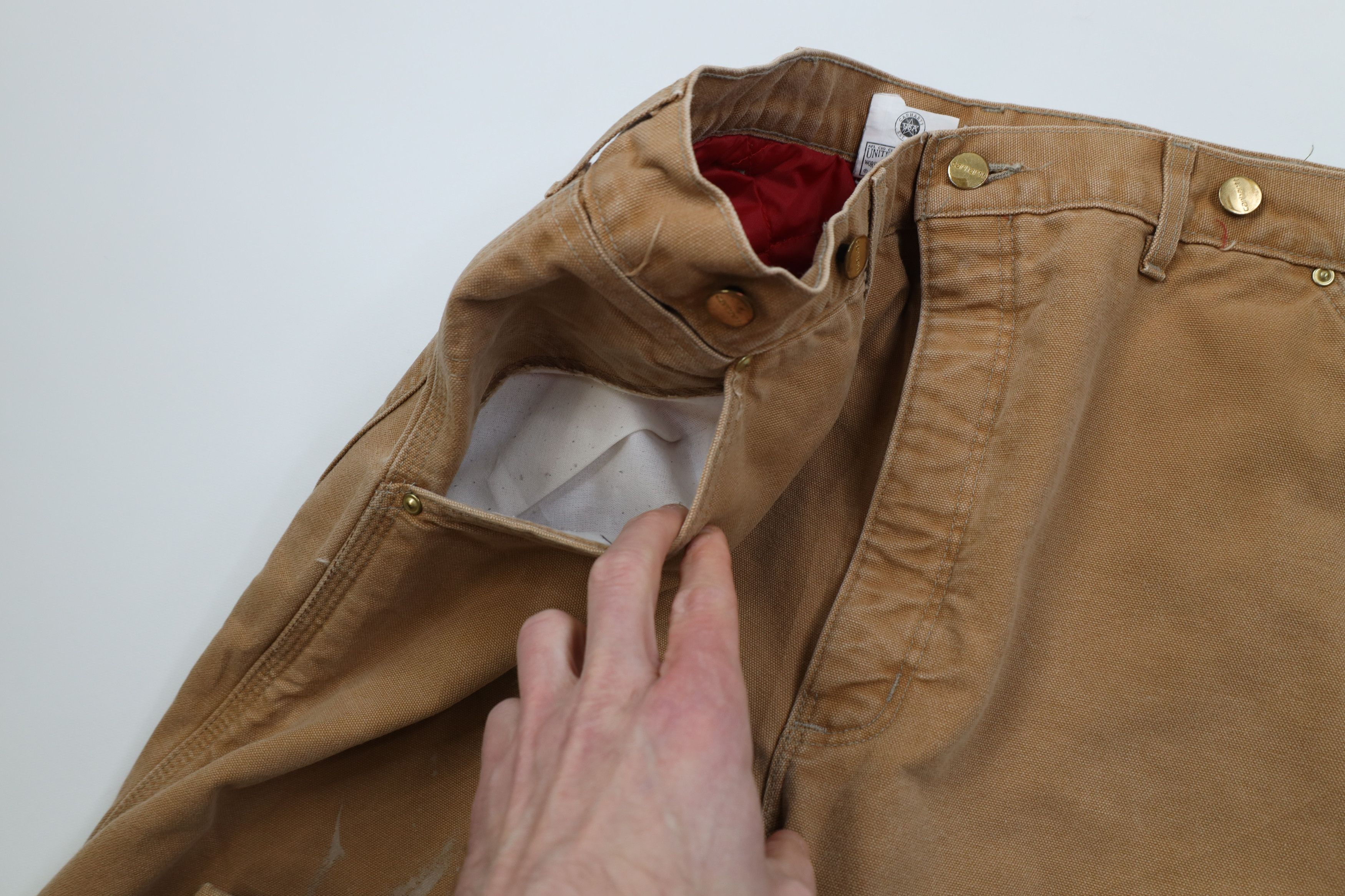 Carhartt Vintage 90s Carhartt Canvas Wide Leg Pants Duck Brown USA Size US 38 / EU 54 - 9 Thumbnail