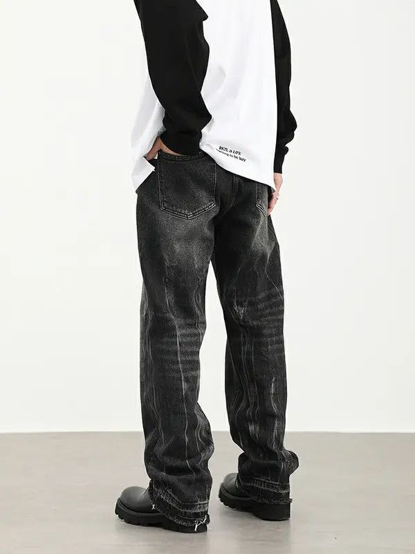 Japanese Brand High street tie-dye washed dirty white baggy jeans Size US 33 - 3 Thumbnail