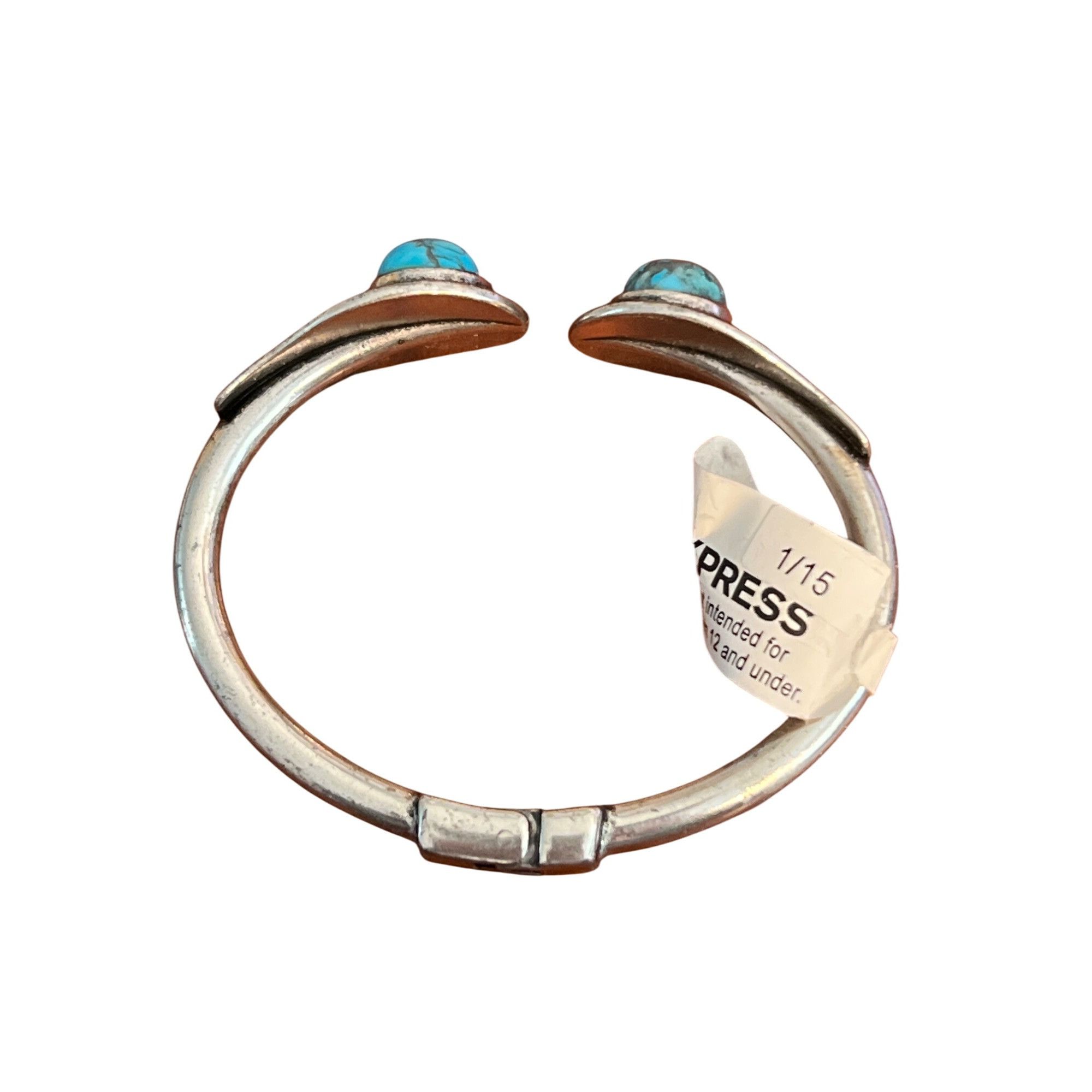 Express Express Silver Tone Faux Turquoise Hinged Cuff Bracelet Sout Size ONE SIZE - 4 Thumbnail