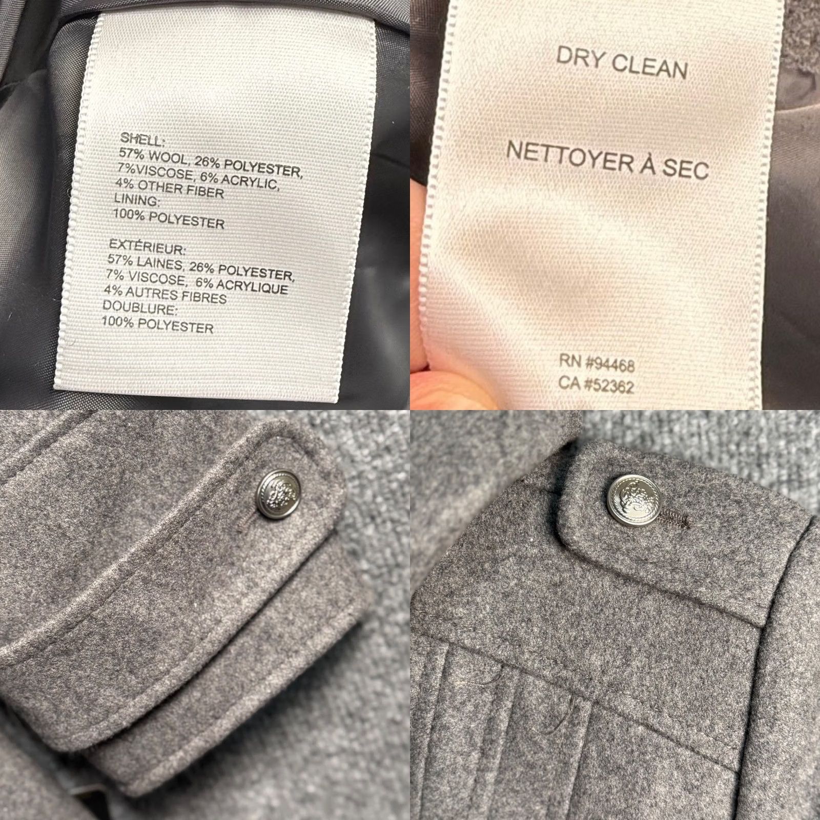 Laundry by Shelli Segal Laundry by Shelli Segal S Grey Wool Blend Belted Peacoat Jacket Silver Buttons Size S / US 4 / IT 40 - 8 Thumbnail