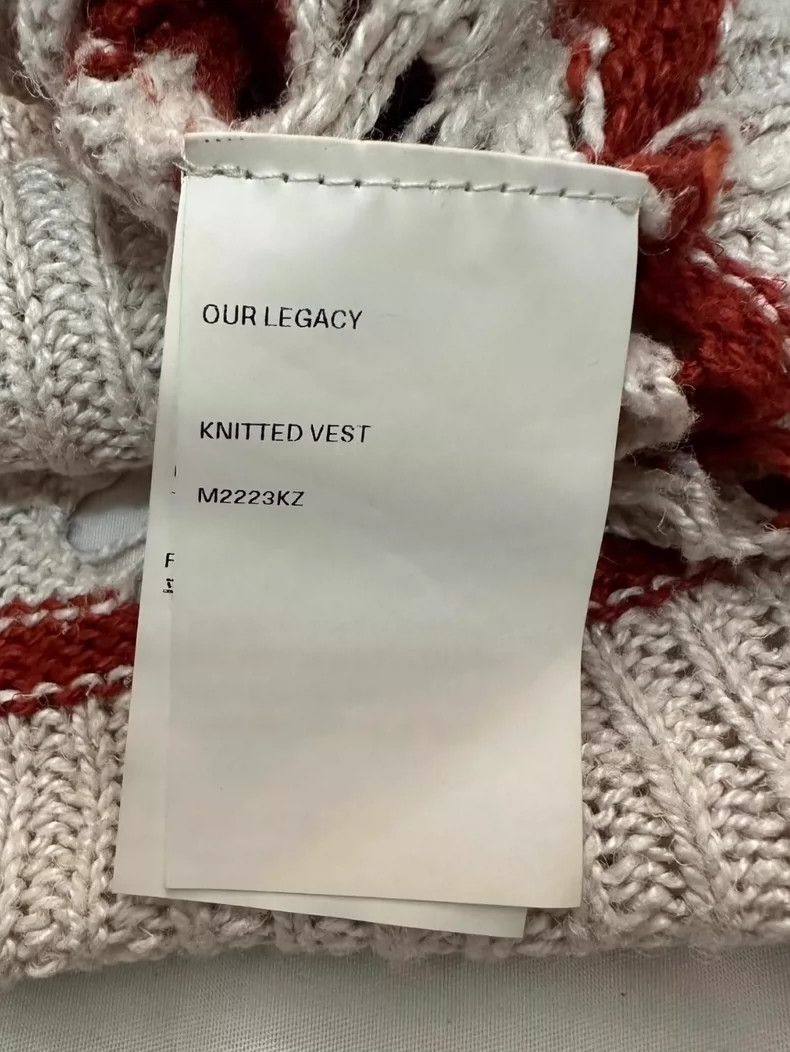 Our Legacy our legacy V-neck red and white striped sleeveless knitted Size US S / EU 44-46 / 1 - 5 Thumbnail
