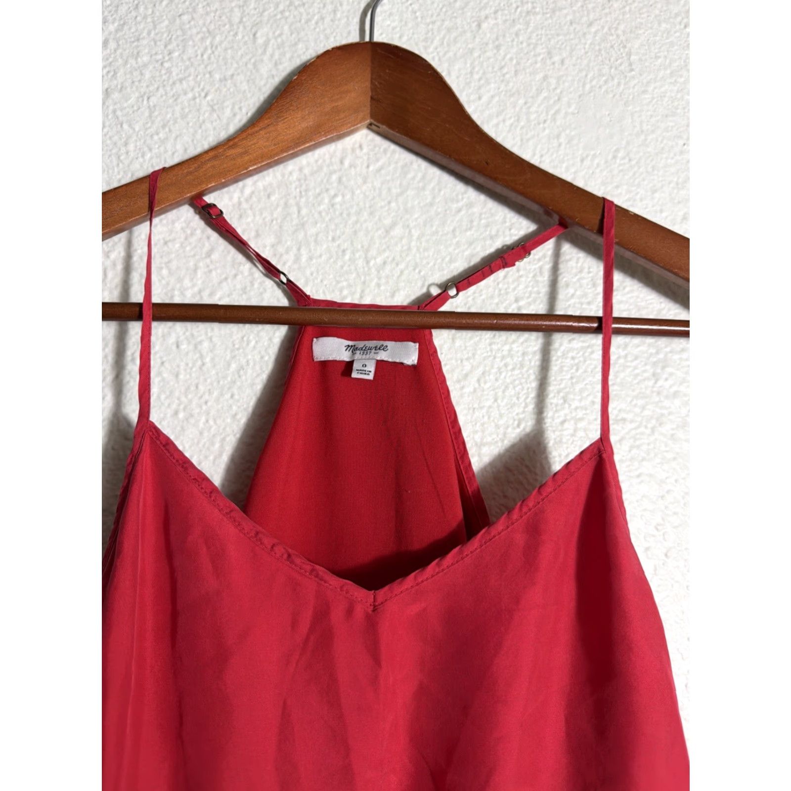 Madewell Madewell Drawstring Racerback 100% Silk Daybreak Dress Red Size 0 Womens Size XS / US 0-2 / IT 36-38 - 3 Thumbnail