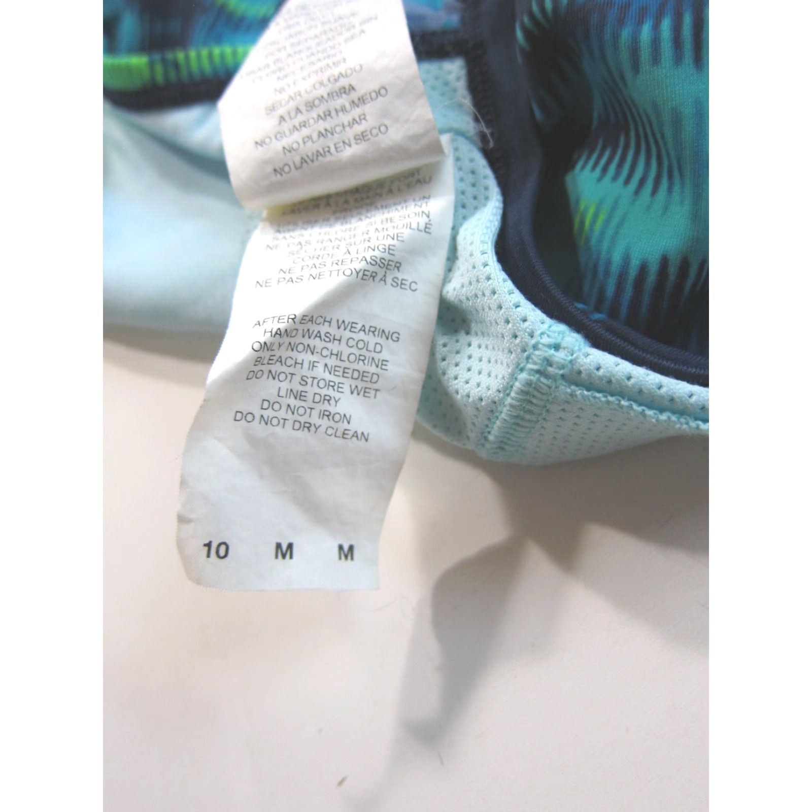 Nike Nike Blue Green Geometric Racerback Slimming Team One Piece Swimsuit Women 10 Size ONE SIZE - 3 Thumbnail