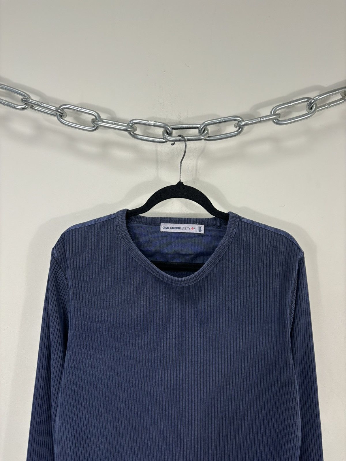 Nigel Cabourn Nigel Cabourn Utility Men’s Blue Ribbed Long Sleeve Tee Size US M / EU 48-50 / 2 - 2 Thumbnail