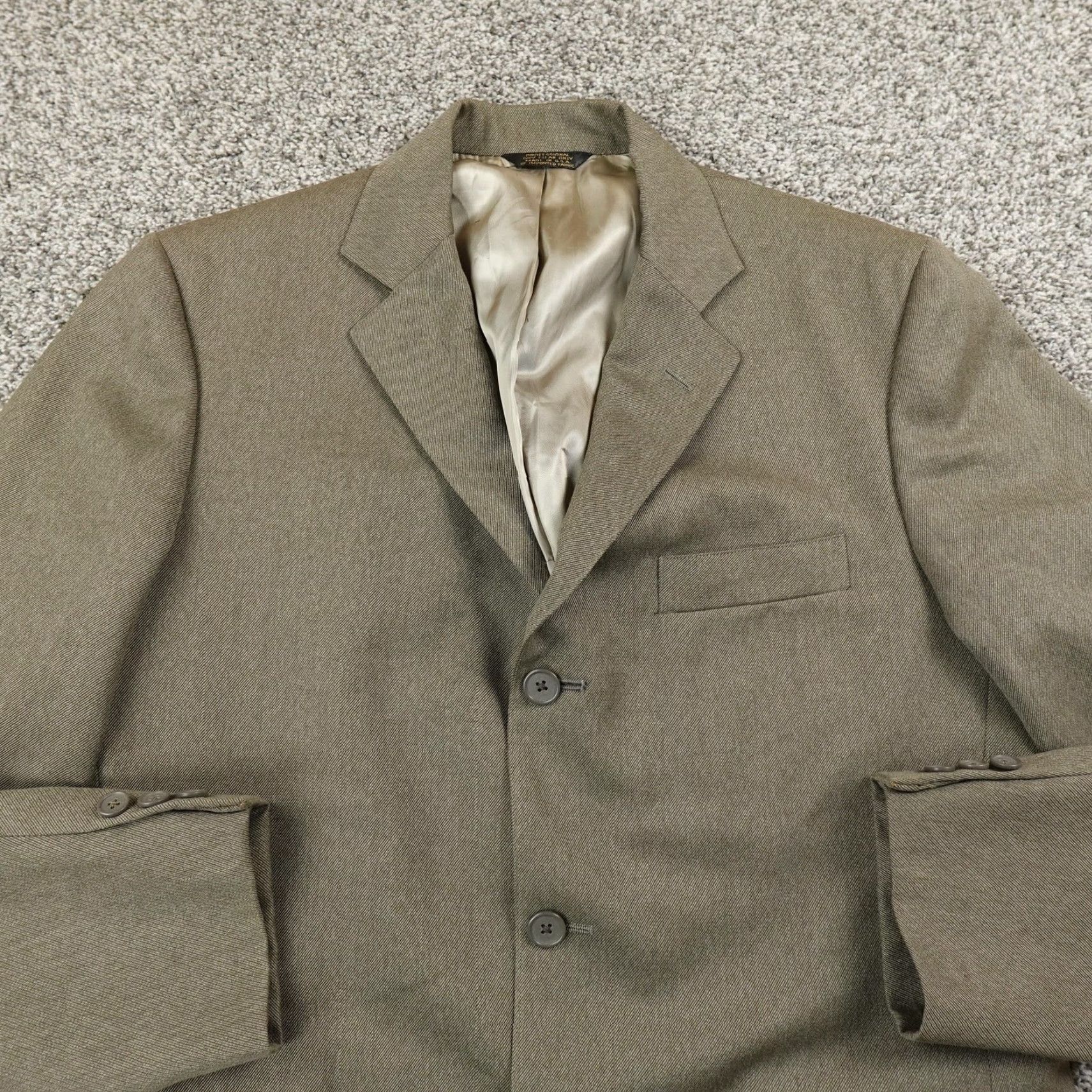 Vintage J. Press Sport Coat Green 44 Regular 3-Button Notch Lapel Mens Blazer Jacket Coat USA Size 44R - 3 Thumbnail