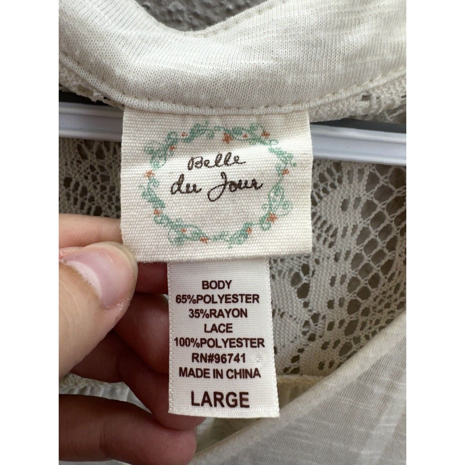Vintage Bella Dee Jour Blouse Womens Large Ivory Long Sleeve Lace Back V-Neck Shirt Casual Workwear Size L / US 10 / IT 46 - 4 Thumbnail