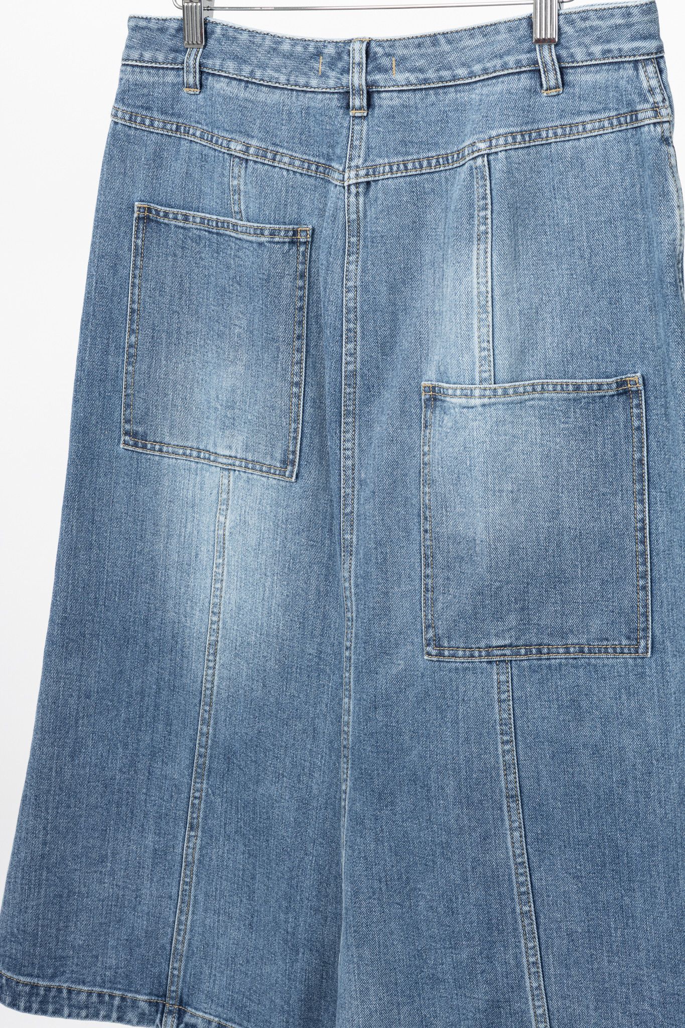 Tibi Tibi Classic Blue Wash Denim Midi Skirt Size 29" - 6 Thumbnail