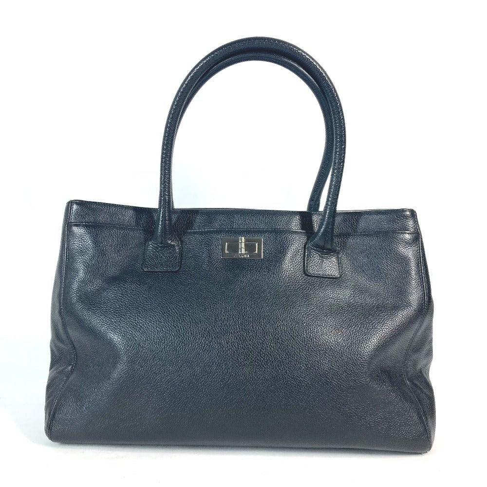 Chanel Briefcase Executive Tote 2.55 Fittings Shoulder Bag Shawl Caviar Skin Women Black