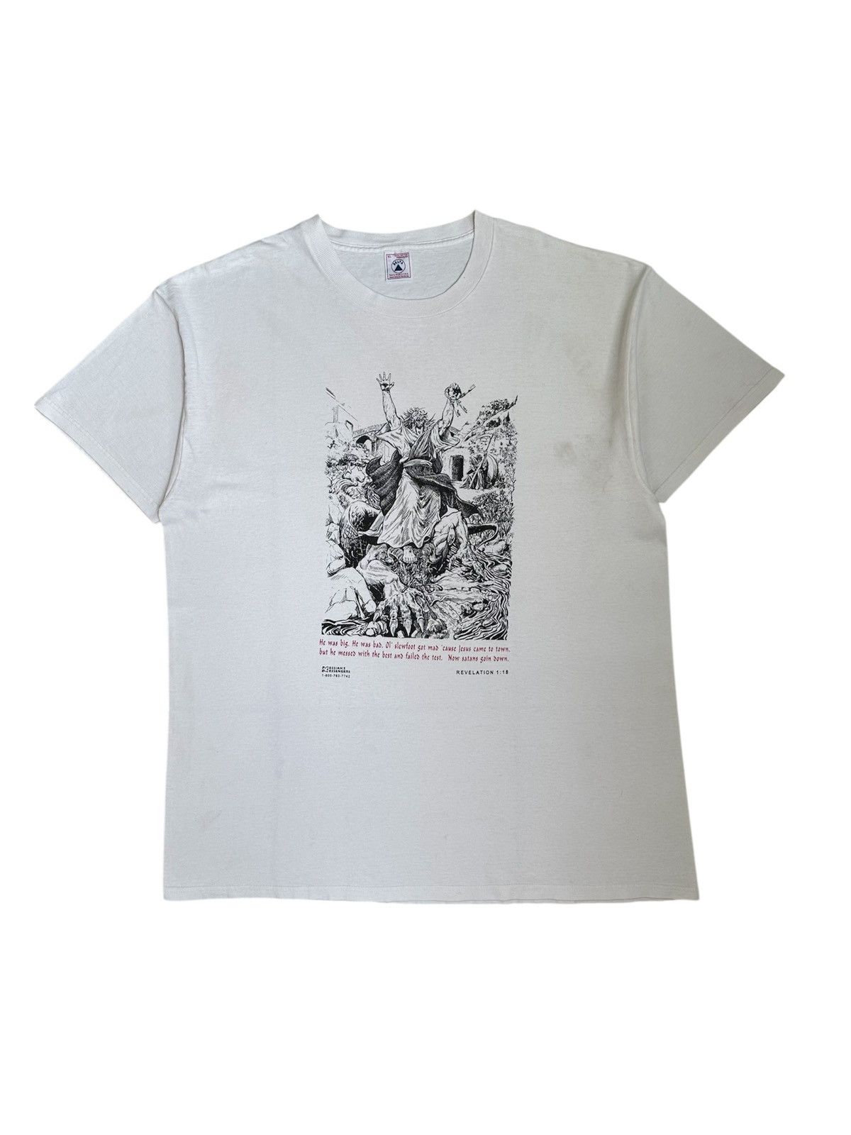Vintage Vintage 90s Jesus Tee Revelation 1:18 Size US XL / EU 56 / 4 - 1 Thumbnail