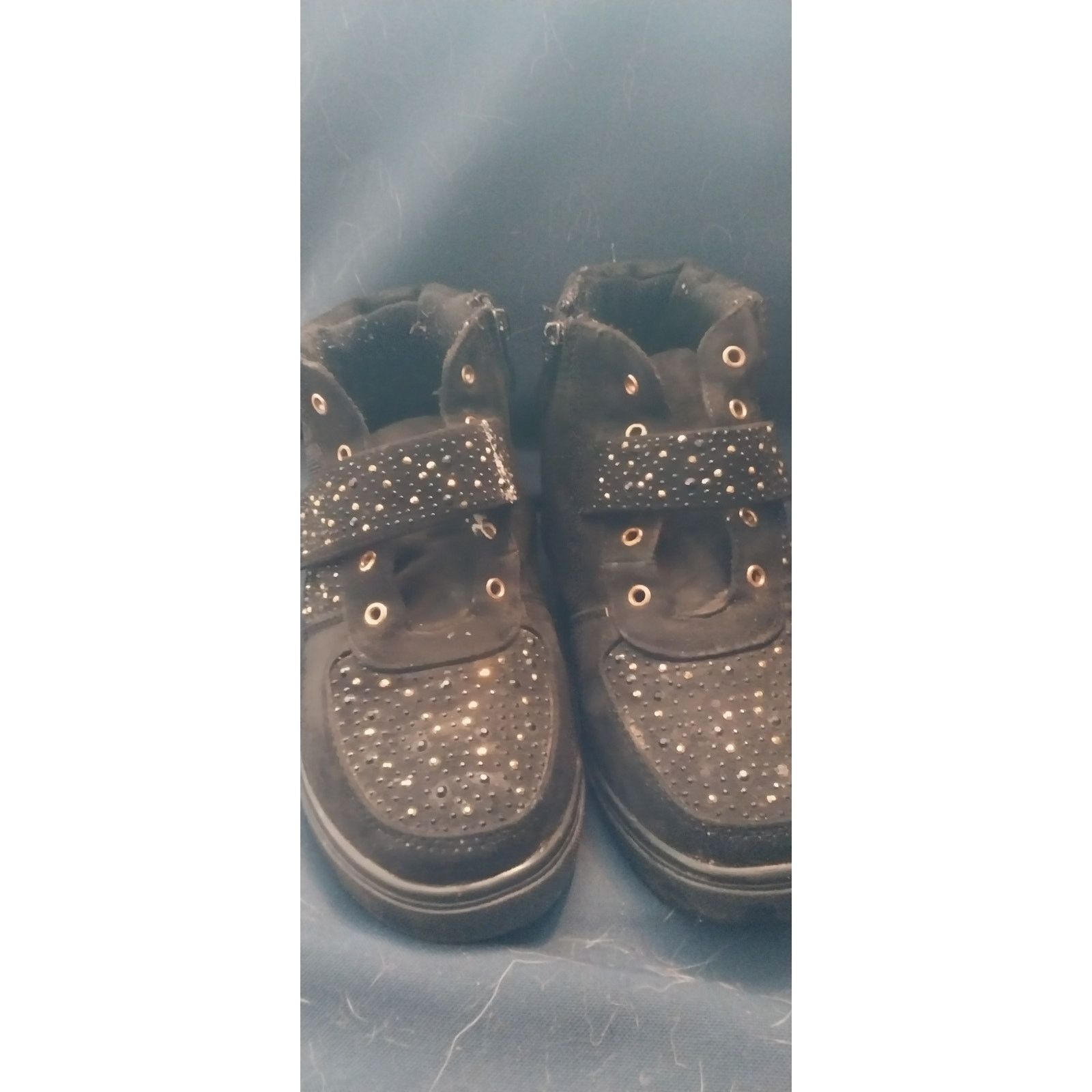 Nothin'Special Women's Size 9 Rhinestone High Top- Side Zip Hook Loop Strap Size US 9 / IT 39 - 5 Thumbnail