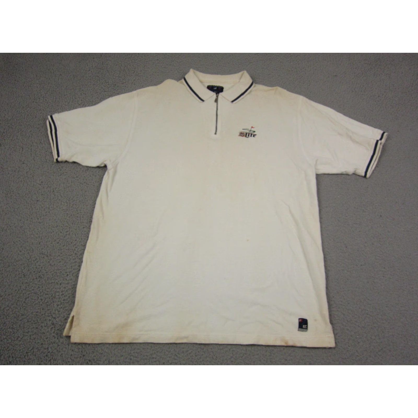 Port Authority Miller Lite Polo Shirt Adult XL White Port Authority Polo Mens 90s 80s Golf Rugby Casual Business Short Sleeve Knit Cotton Logo Spread Collar Size US XL / EU 56 / 4 - 2 Thumbnail