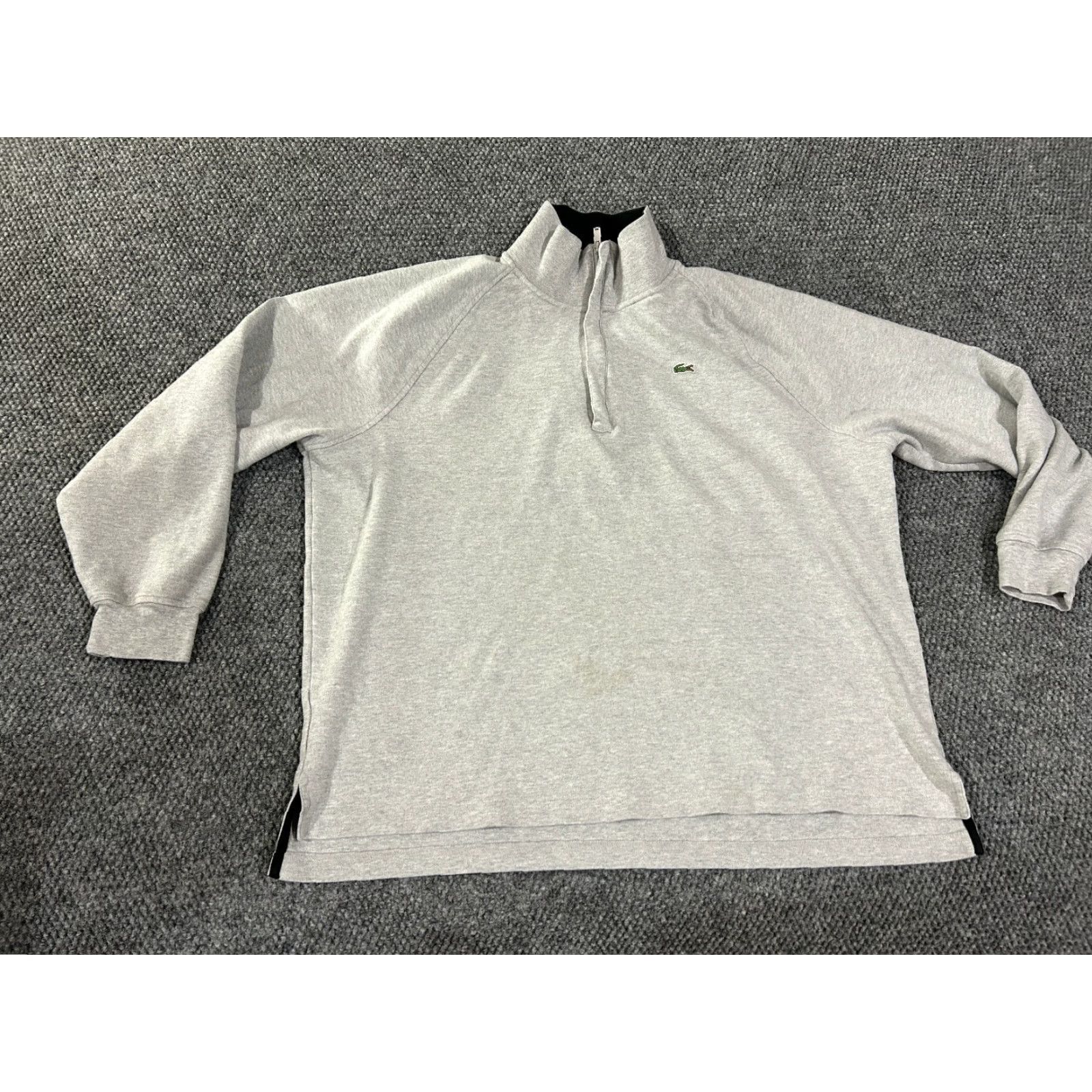 Lacoste Lacoste 1/4 Zip Pullover Mens Gray Cotton Sweatshirt Mock Neck Long Sleeve Logo Zipper Casual Regular Size 8 Men Size US M / EU 48-50 / 2 - 2 Thumbnail