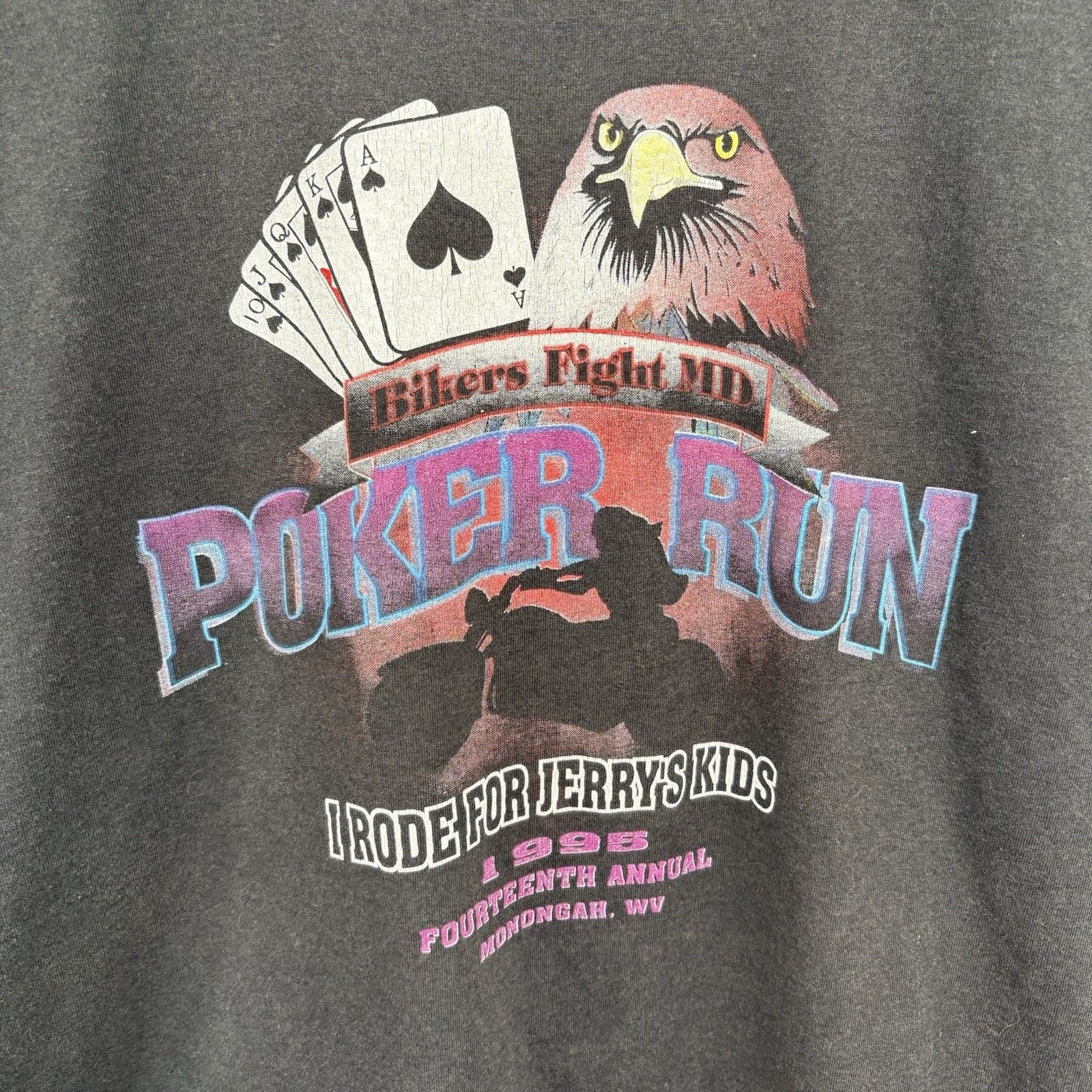 Fruit Of The Loom Vintage 90’s Eagle Motorcycle Poker Run Tee Shirt Size L Size US L / EU 52-54 / 3 - 2 Thumbnail