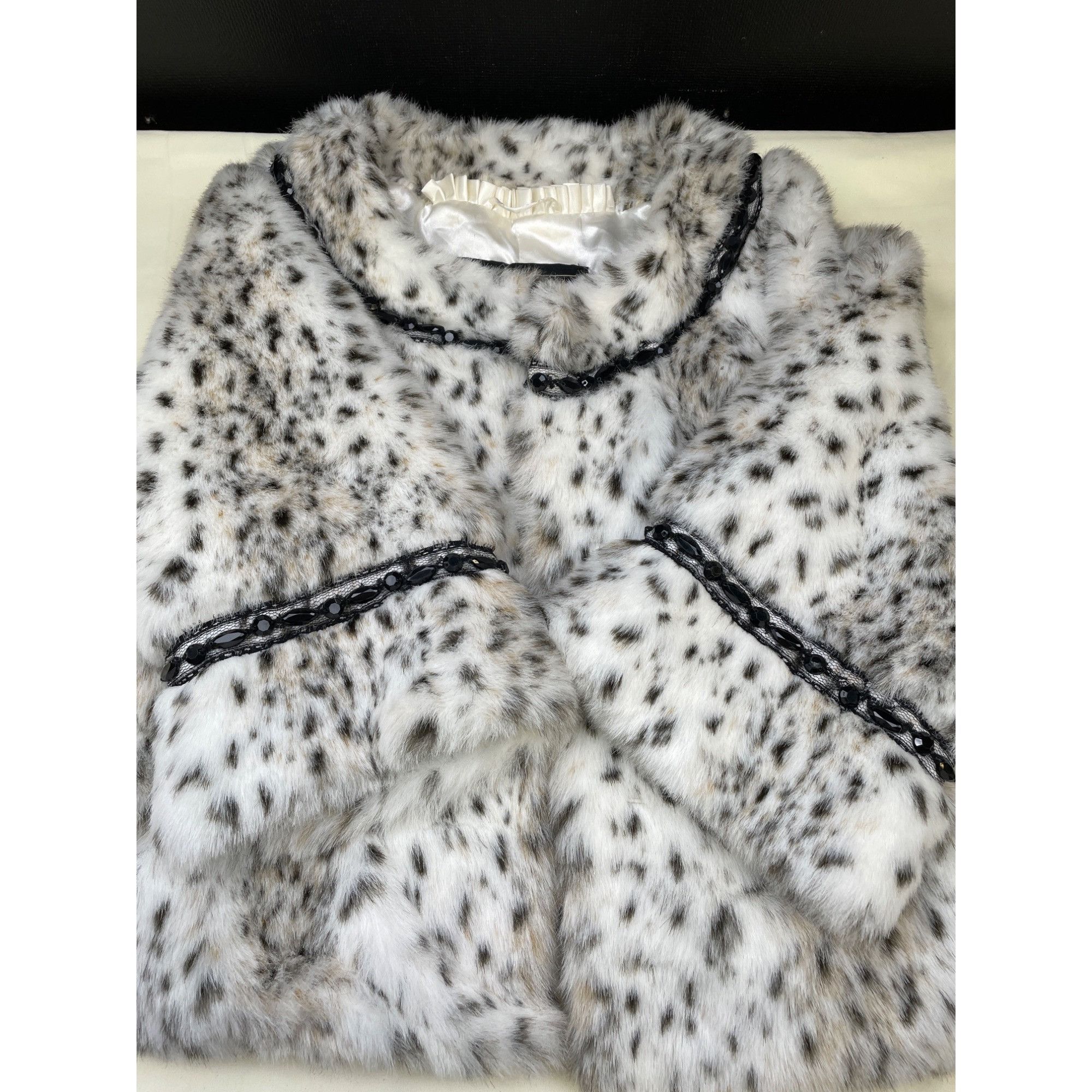 Other Terry Lewis Classic Luxury Faux Fur Coat Women's White Leopa Size S / US 4 / IT 40 - 8 Thumbnail