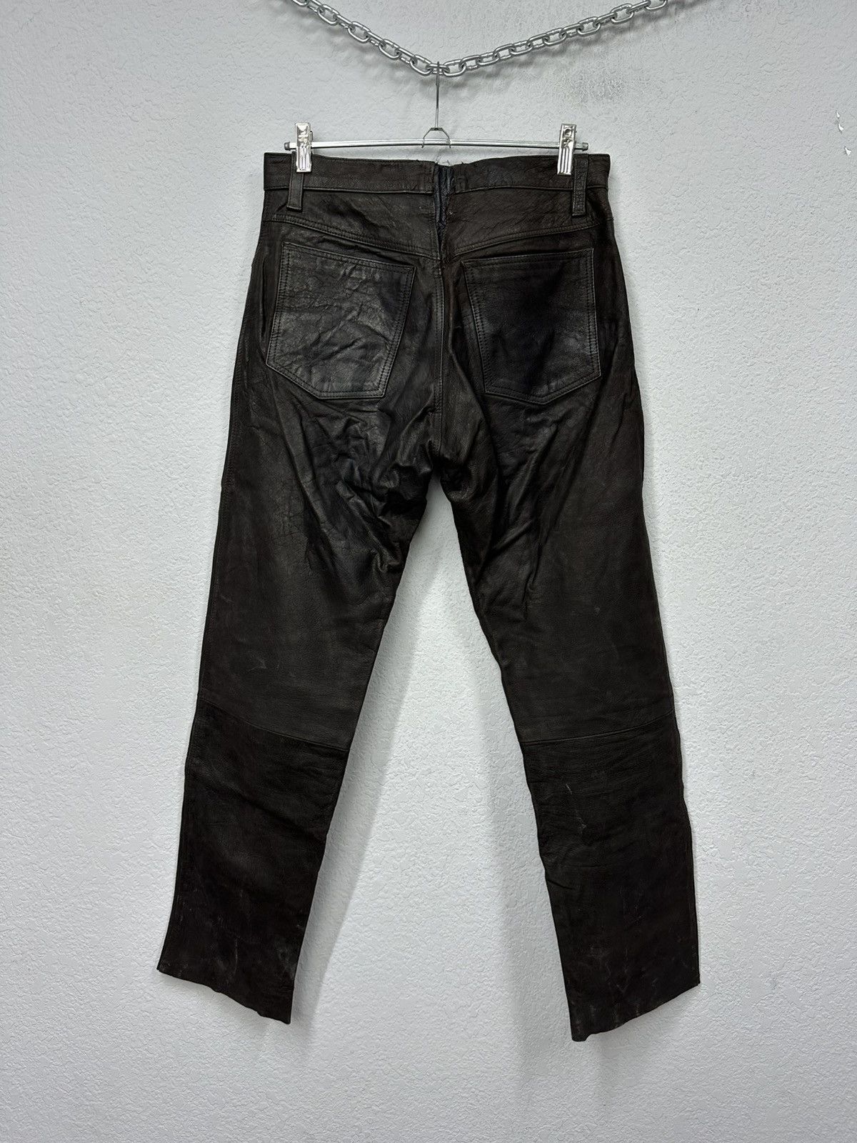 Leather Vintage Rock n Roll Leather Pants Black Motorcycle Y2K Size US 31 - 5 Thumbnail