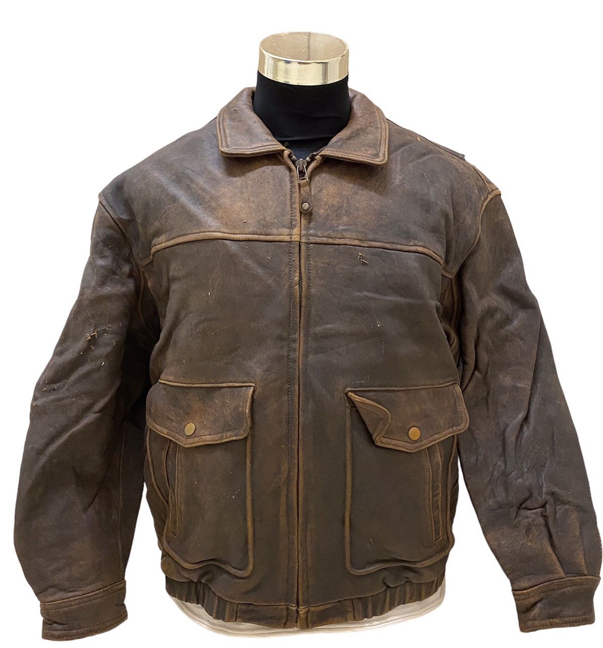 image of A2 Flyers Leather x Leather Jacket Time & Tide Type A2 Leather Flight Jacket in Brown (Size Large)