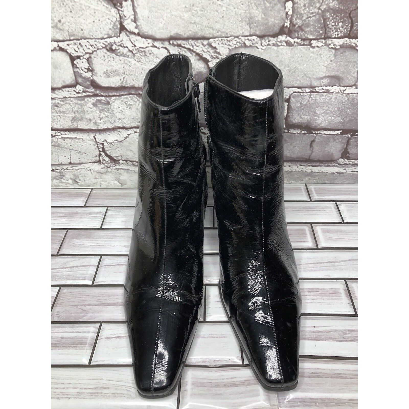 Aigner Etienne Aigner Filly Black Patent Leather Side Zipper Heel B Size US 9.5 / IT 39.5 - 2 Thumbnail