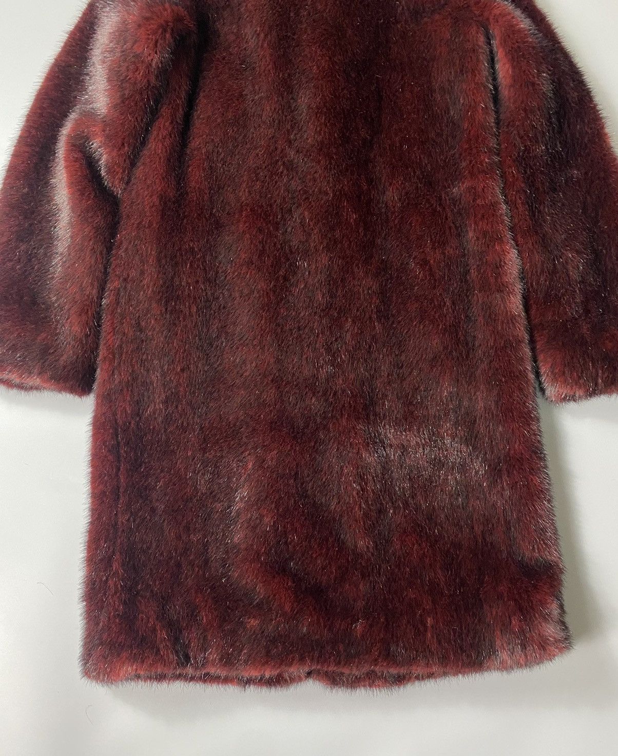 agnes b. Agnes B.- Burgundy Faux Fur Coat Size XS / US 0-2 / IT 36-38 - 11 Thumbnail