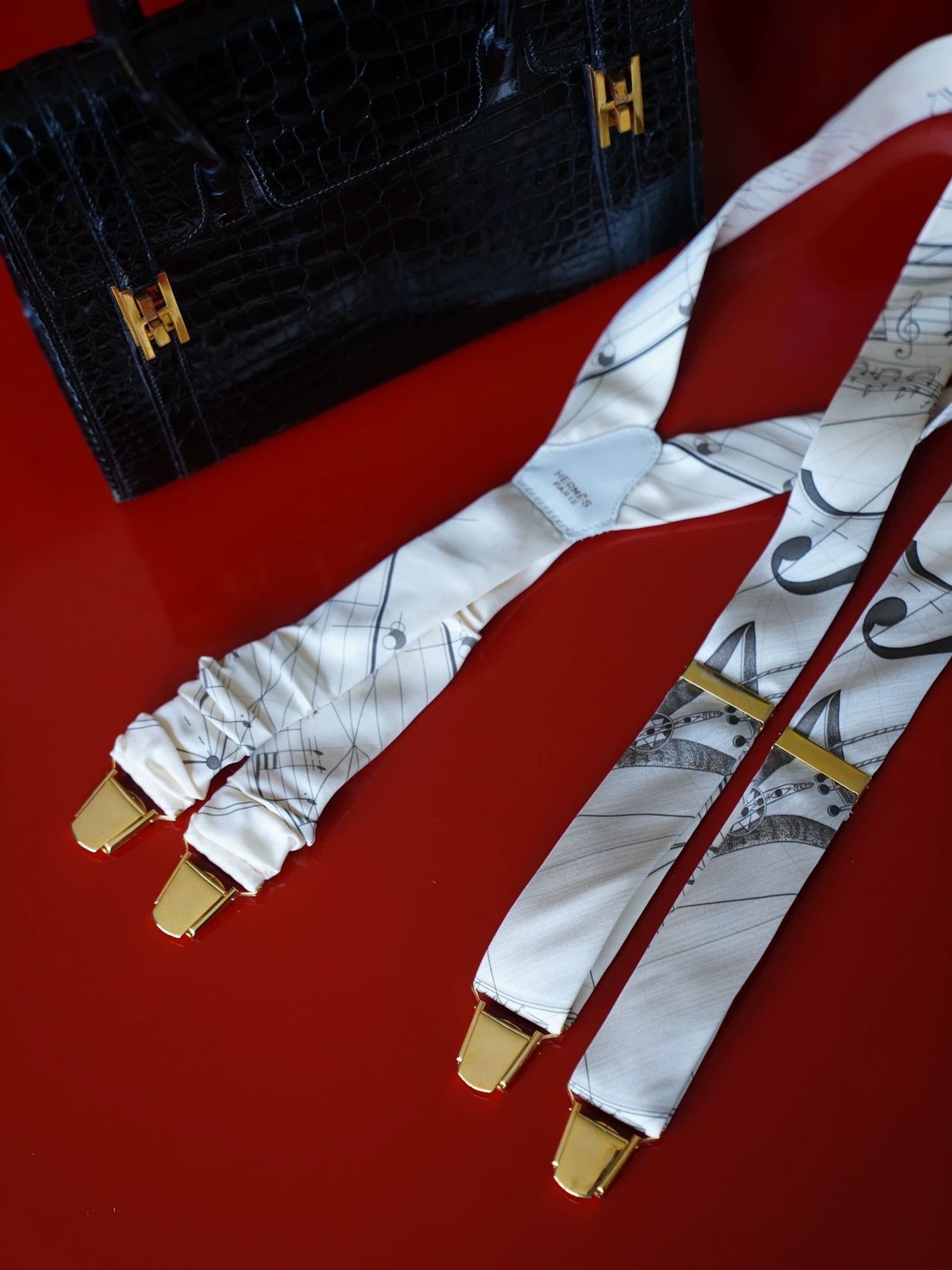Hermes HERMES Vintage ViolinKing Silk Printed Suspenders Size ONE SIZE - 6 Thumbnail