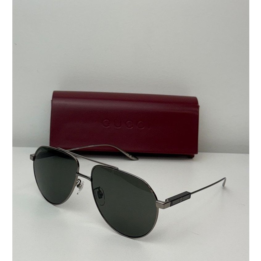 Gucci NEW Gucci GG1311S Ruthenium Aviator Unisex Sunglasses $565 Size ONE SIZE - 1 Thumbnail