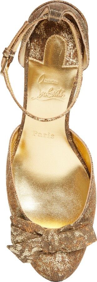 Christian Louboutin os11x0126 Jane Bow Pumps in Gold Size US 9 / IT 39 - 6 Thumbnail
