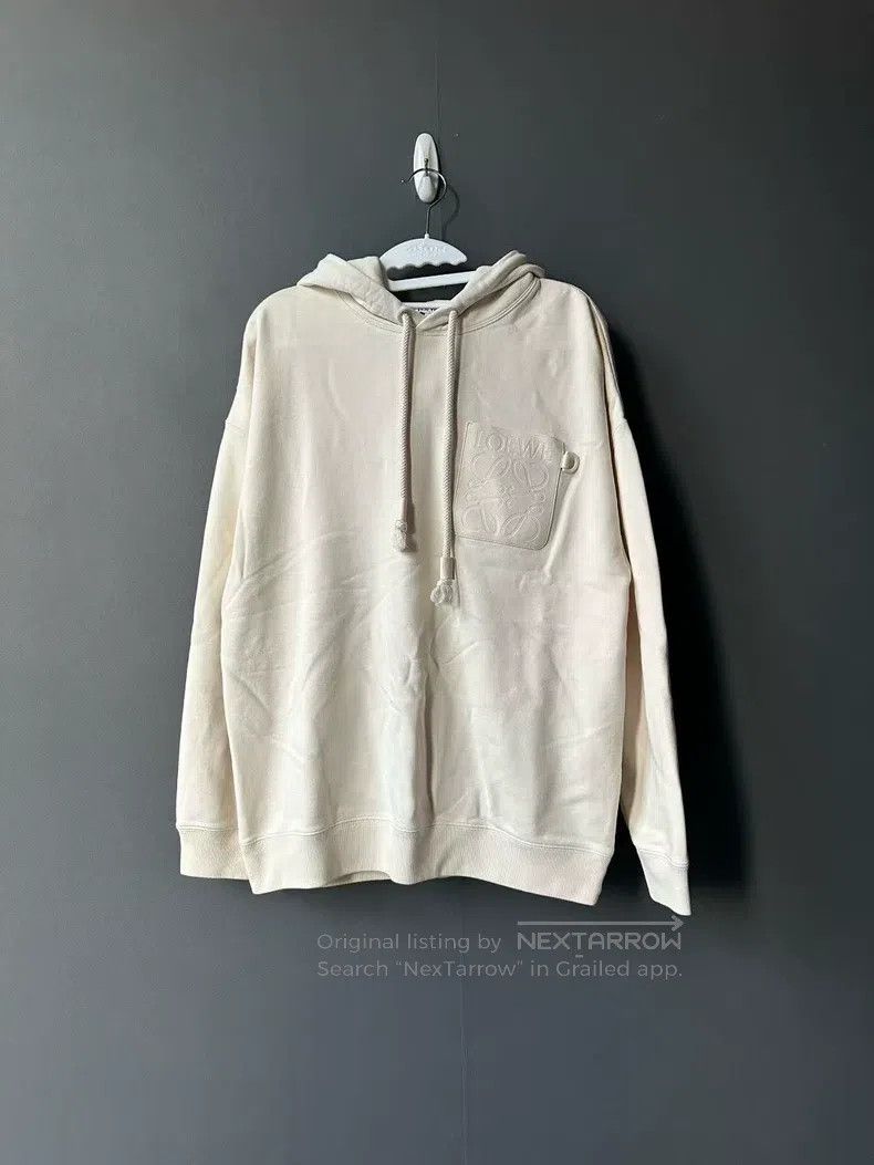 Loewe White Leather Patch Hoodie