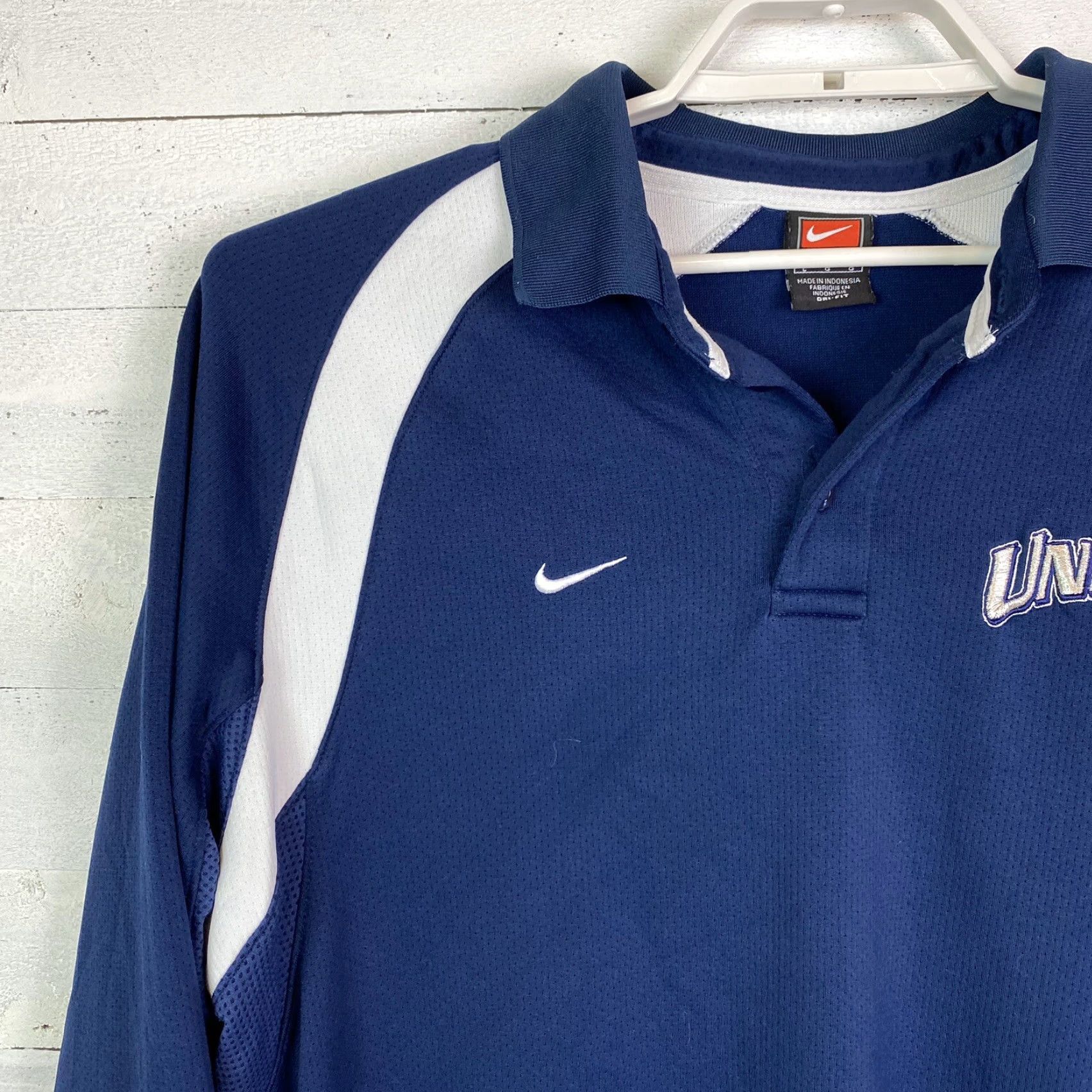 Nike VINTAGE Nike Team Mens Pullover Long Sleeve 1/4 Button Dri-Fit Blue White Union L Adult Mens Size US L / EU 52-54 / 3 - 2 Thumbnail