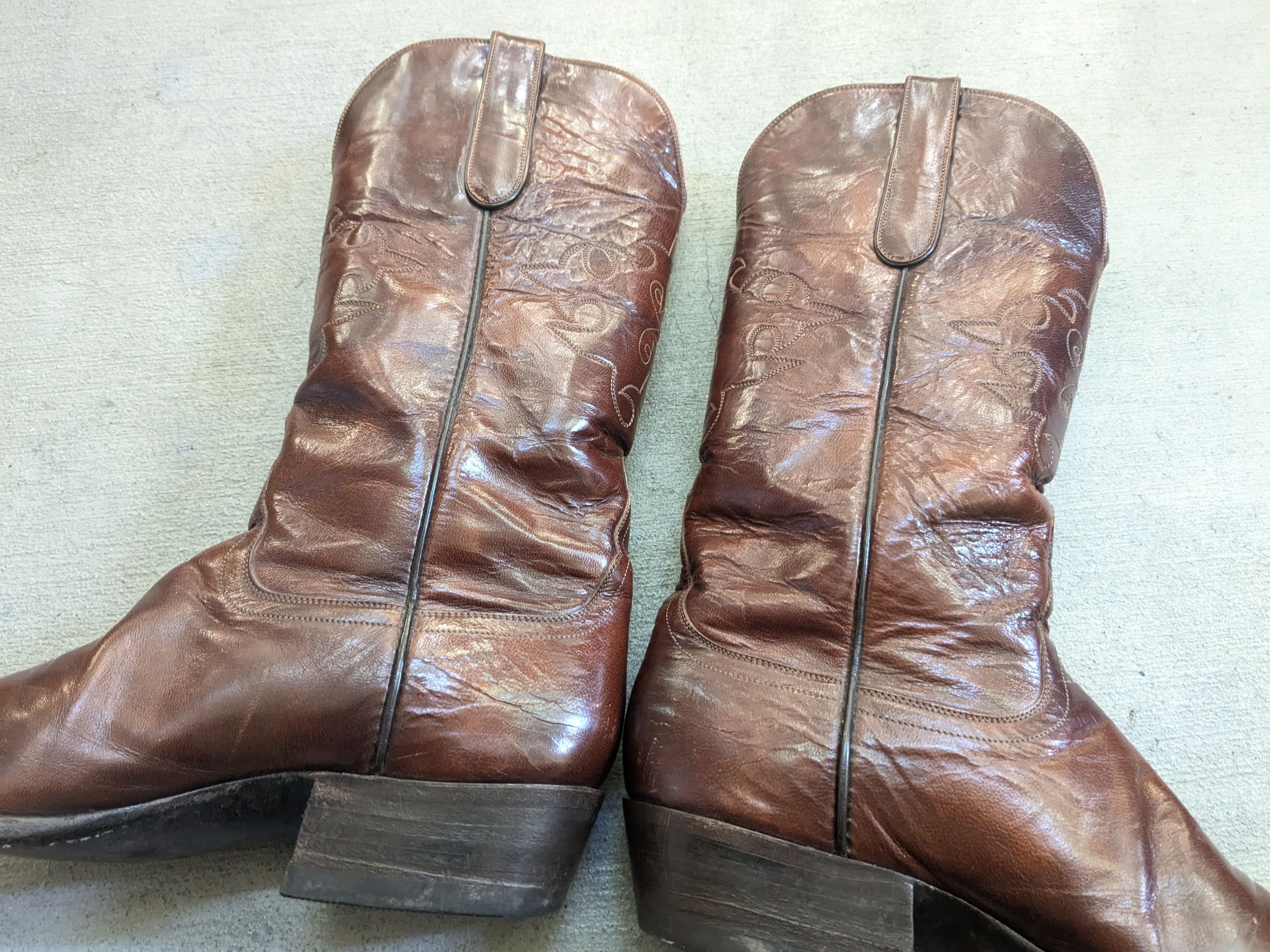 Genuine Leather Tom Taylor Cowboy Boots 9.5 Brown Leather USA Botas Size US 9.5 / EU 42-43 - 11 Thumbnail