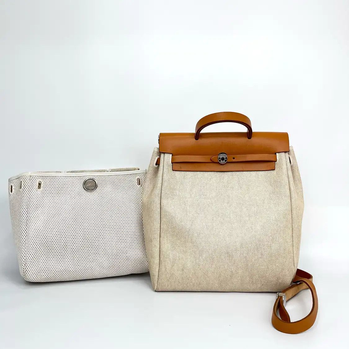 Hermes Hermes Herbag Craie canvas shoulder bag silver hardware Size ONE SIZE - 1 Thumbnail