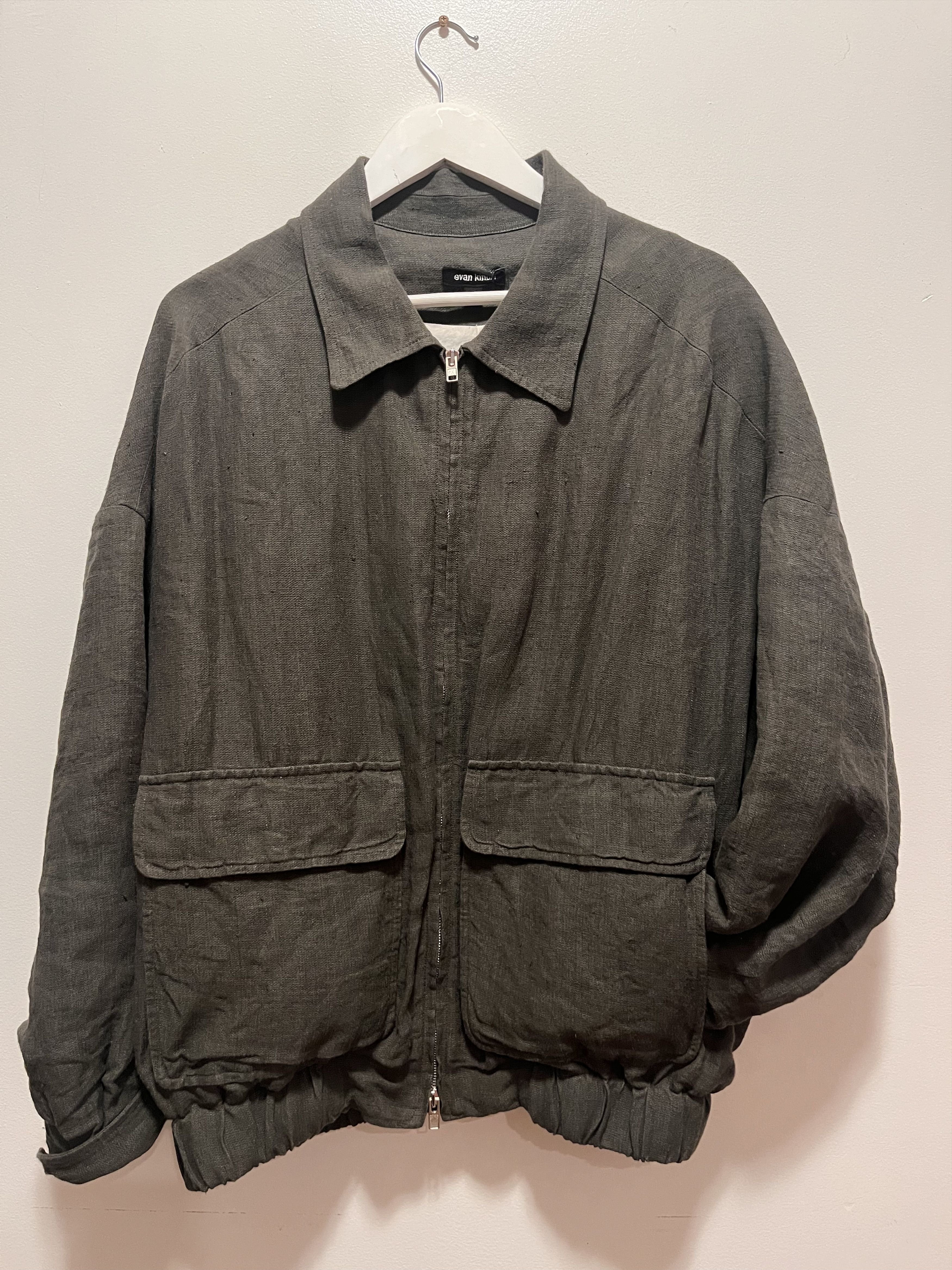 Evan Kinori Evan Kinori Zip Jacket Two - Dobby Weave Hemp, Shale