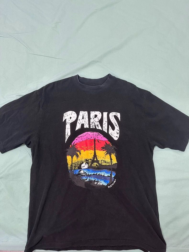 Balenciaga Balenciaga Paris Print Crewneck T-Shirt - dmc Size US L / EU 52-54 / 3 - 1 Thumbnail