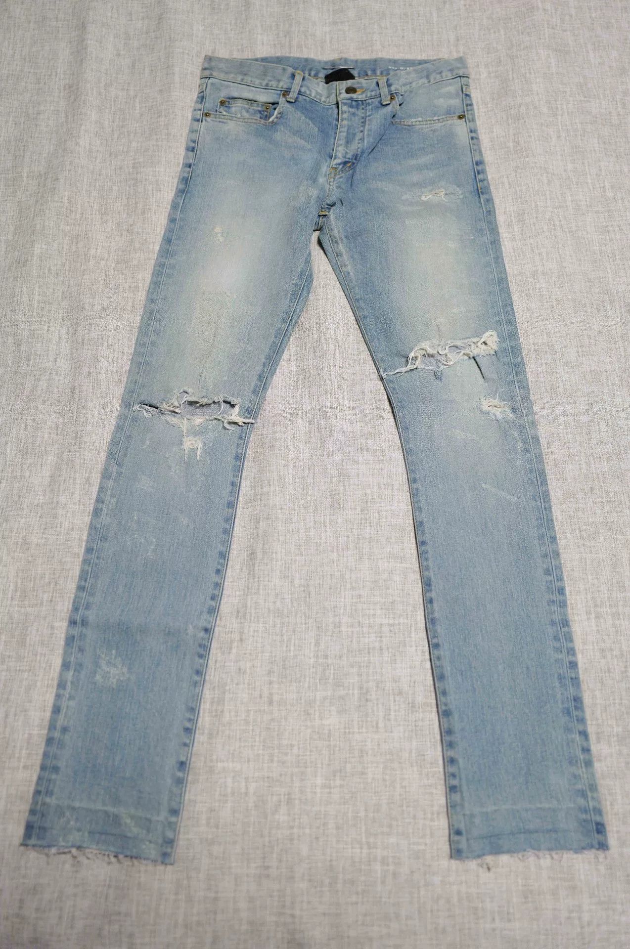 Saint Laurent Paris Saint Laurent Blue Distressed Denim Jeans Size US 30 / EU 46 - 1 Thumbnail