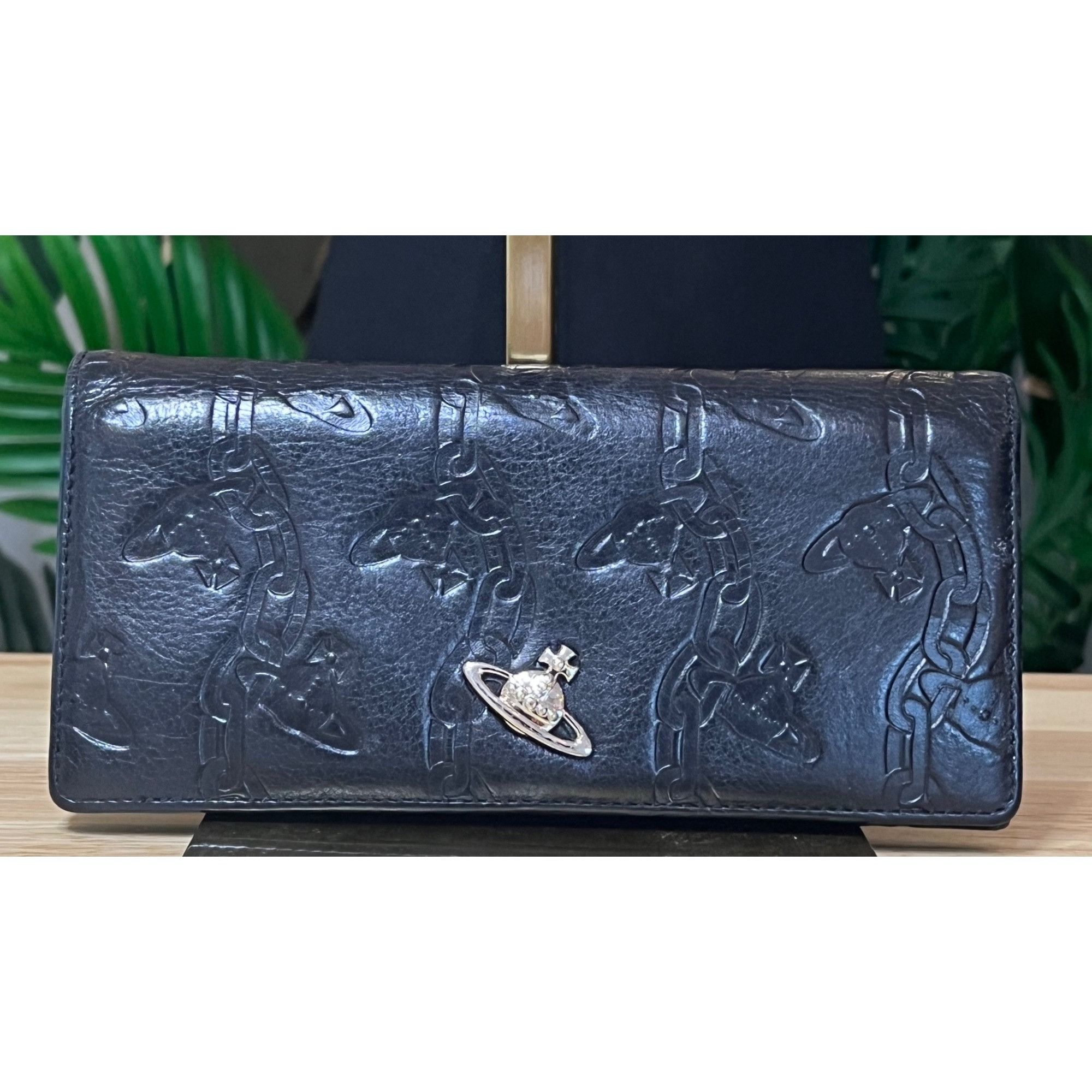 Vivienne Westwood Vivienne Westwood Black Embossed Leather Wallet With Orb Log Size ONE SIZE - 1 Thumbnail