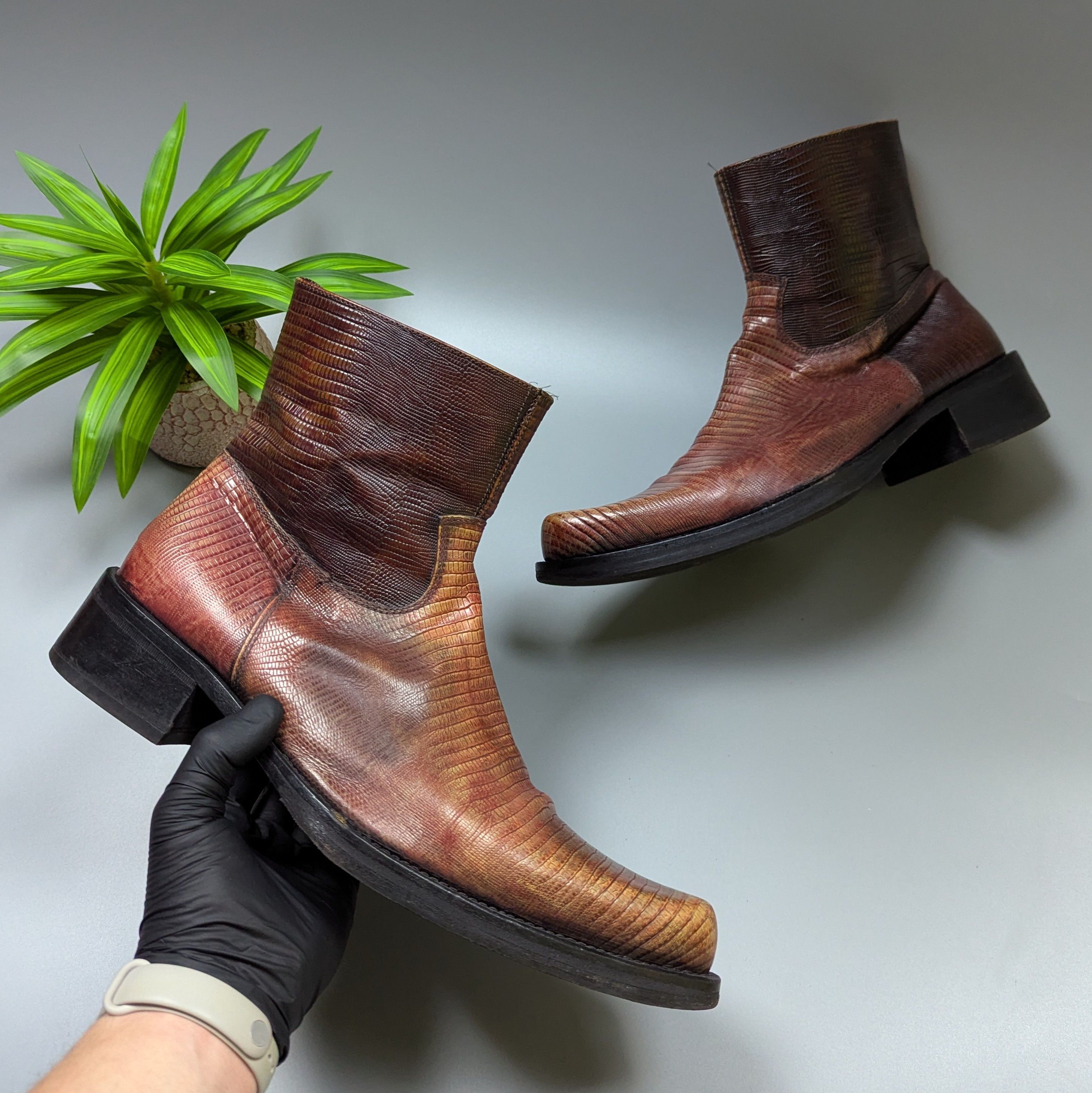 Vintage Vintage Mens Lizard Leather Boots Western Cowboy 44/10.5 Size US 10.5 / EU 43-44 - 14 Thumbnail
