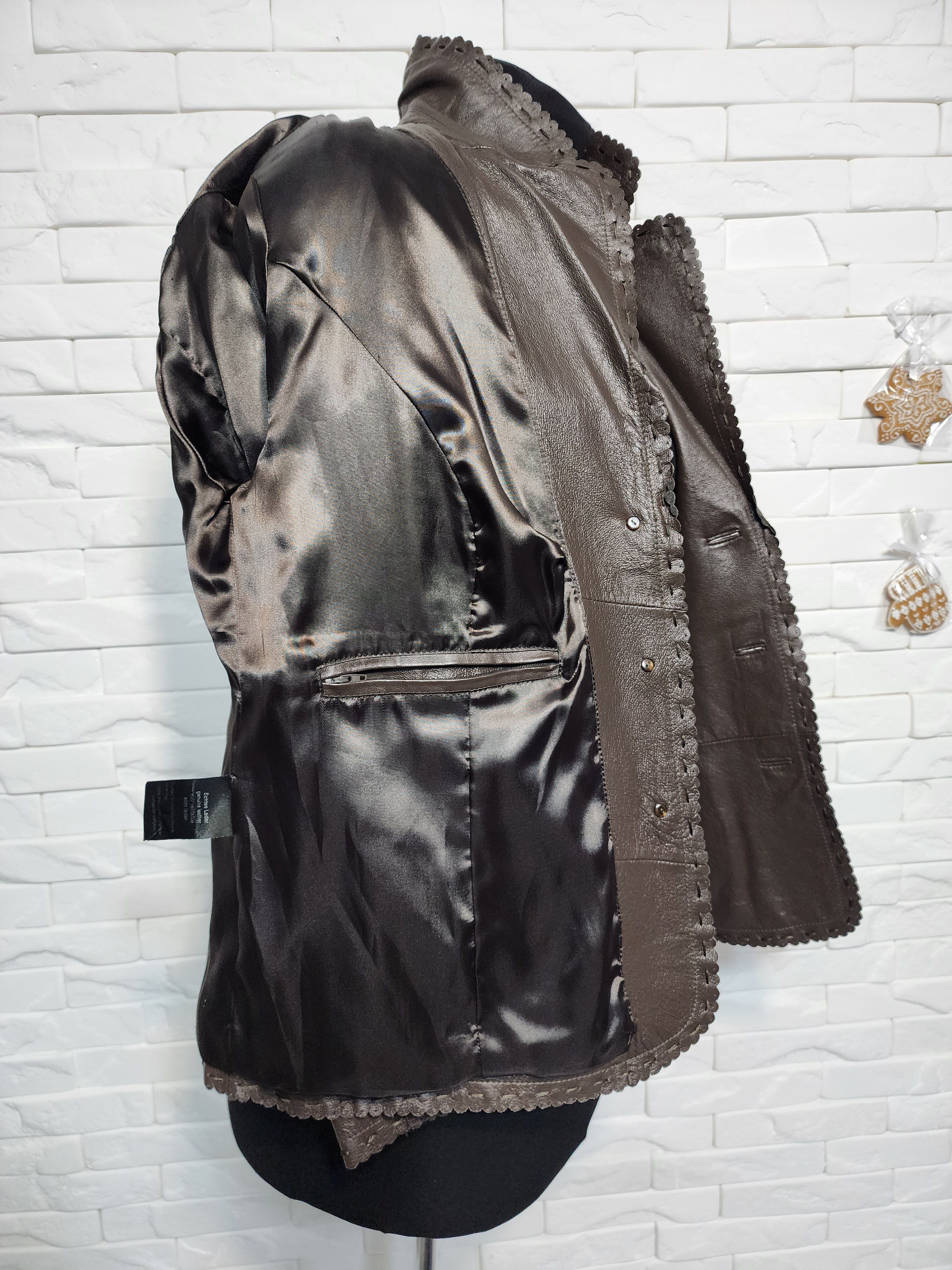 Other Brown Leather Jacket: Women's Blazer with Pockets Size L / US 10 / IT 46 - 9 Thumbnail