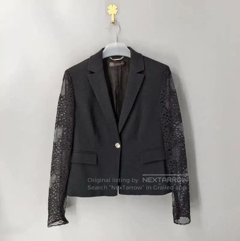 Versace Versace Black Women's Jacket with Lace Sleeves . Size XL / US 12-14 / IT 48-50 - 1 Thumbnail