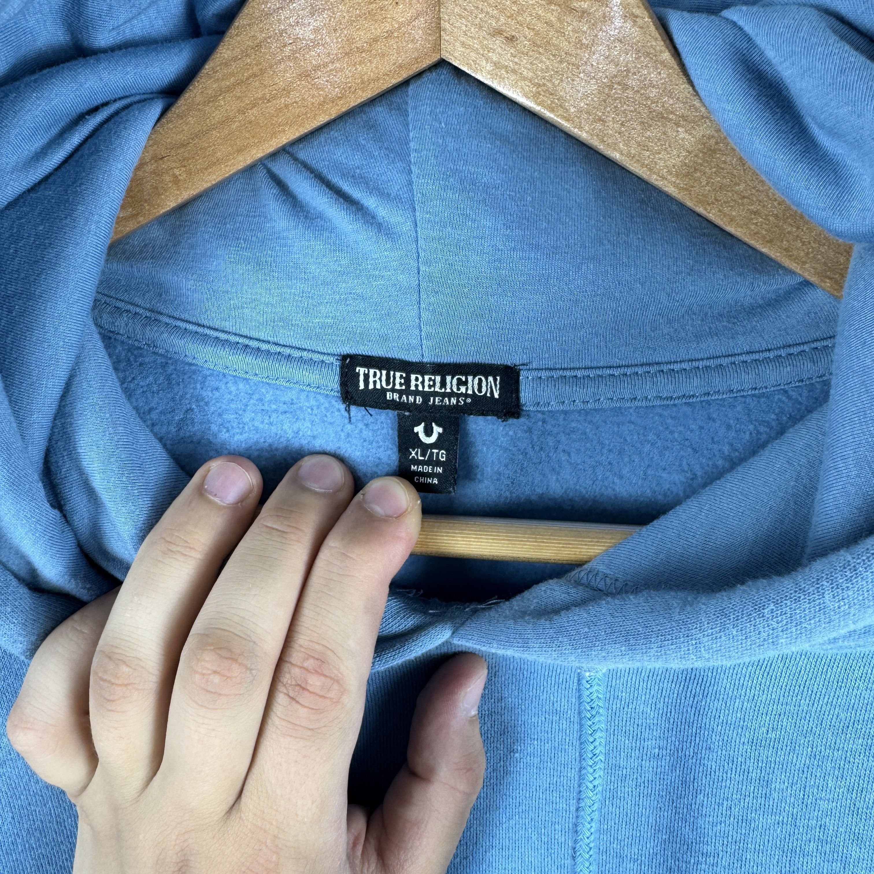 True Religion Women`s TRUE RELIGION BACKSIDE BIGLODO BLUE HOODIE SIZE XL Size XL / US 12-14 / IT 48-50 - 7 Thumbnail