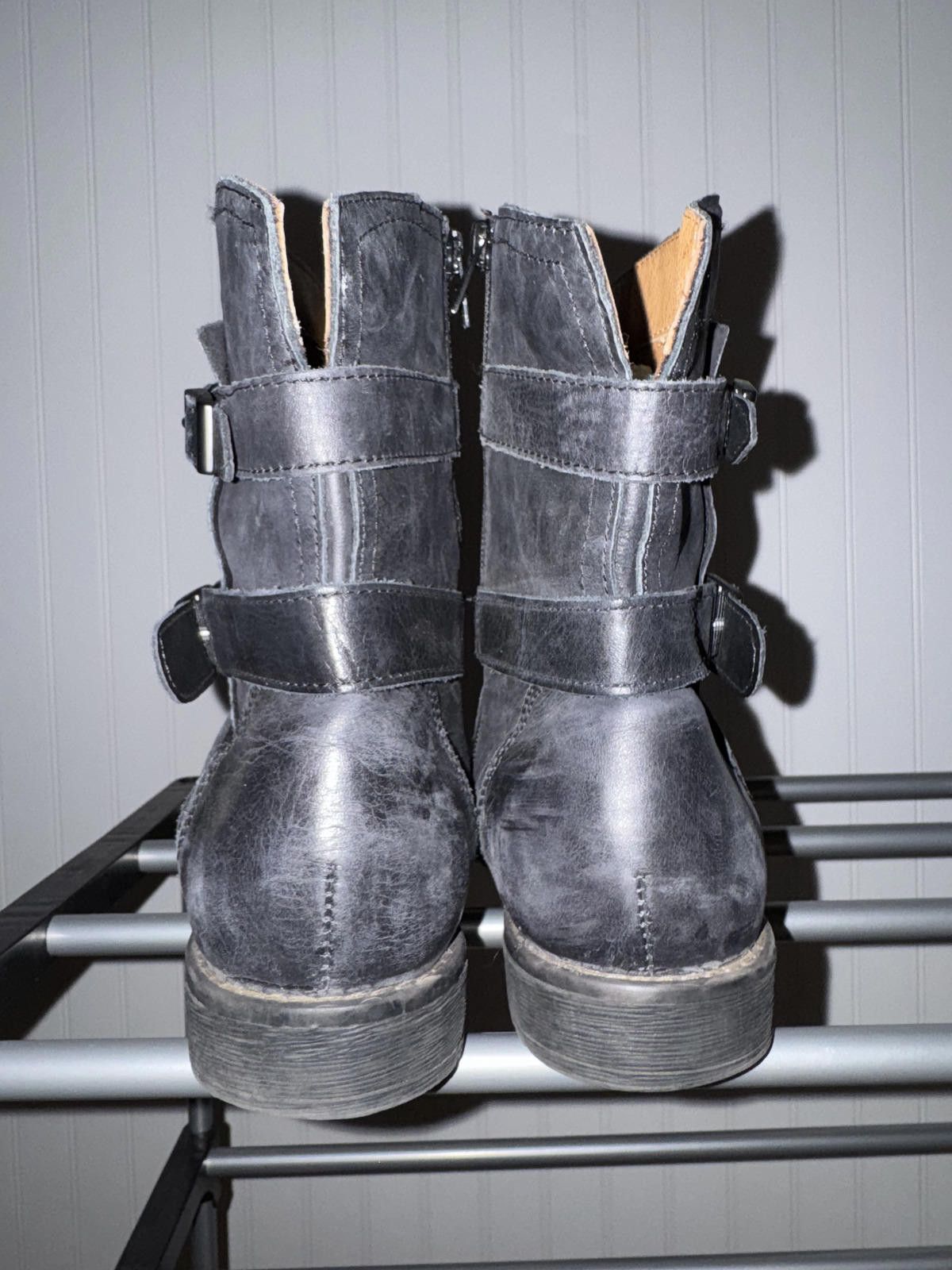 Claude Montana Montana Black Leather Ankle Boots with Buckle Straps Size US 8 / IT 38 - 3 Thumbnail
