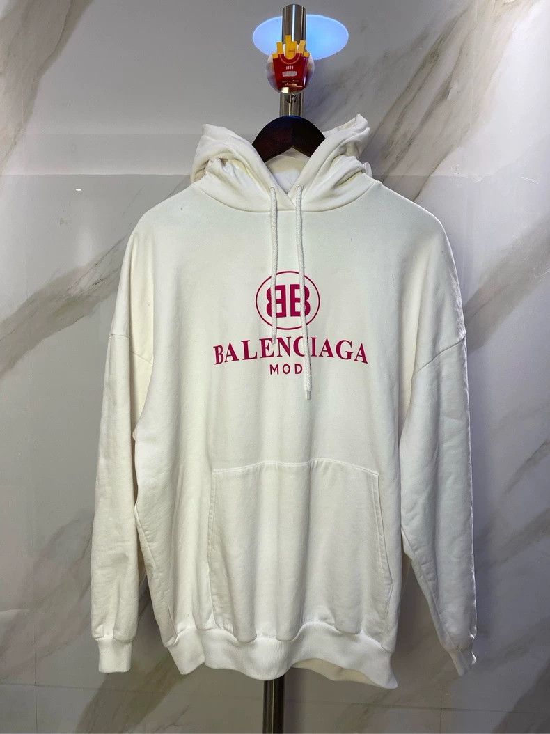 Balenciaga Balenciaga White powder double b hoodie/white Size US S / EU 44-46 / 1 - 1 Thumbnail