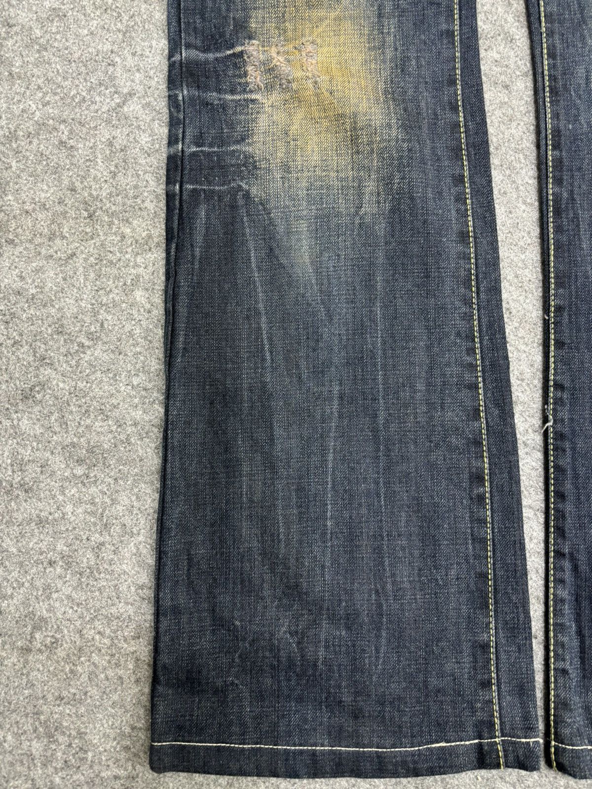 Japanese Brand 💥Flare💥Insane 90s Style Blue Rusty Distressed Denim F561 Size US 30 / EU 46 - 8 Thumbnail
