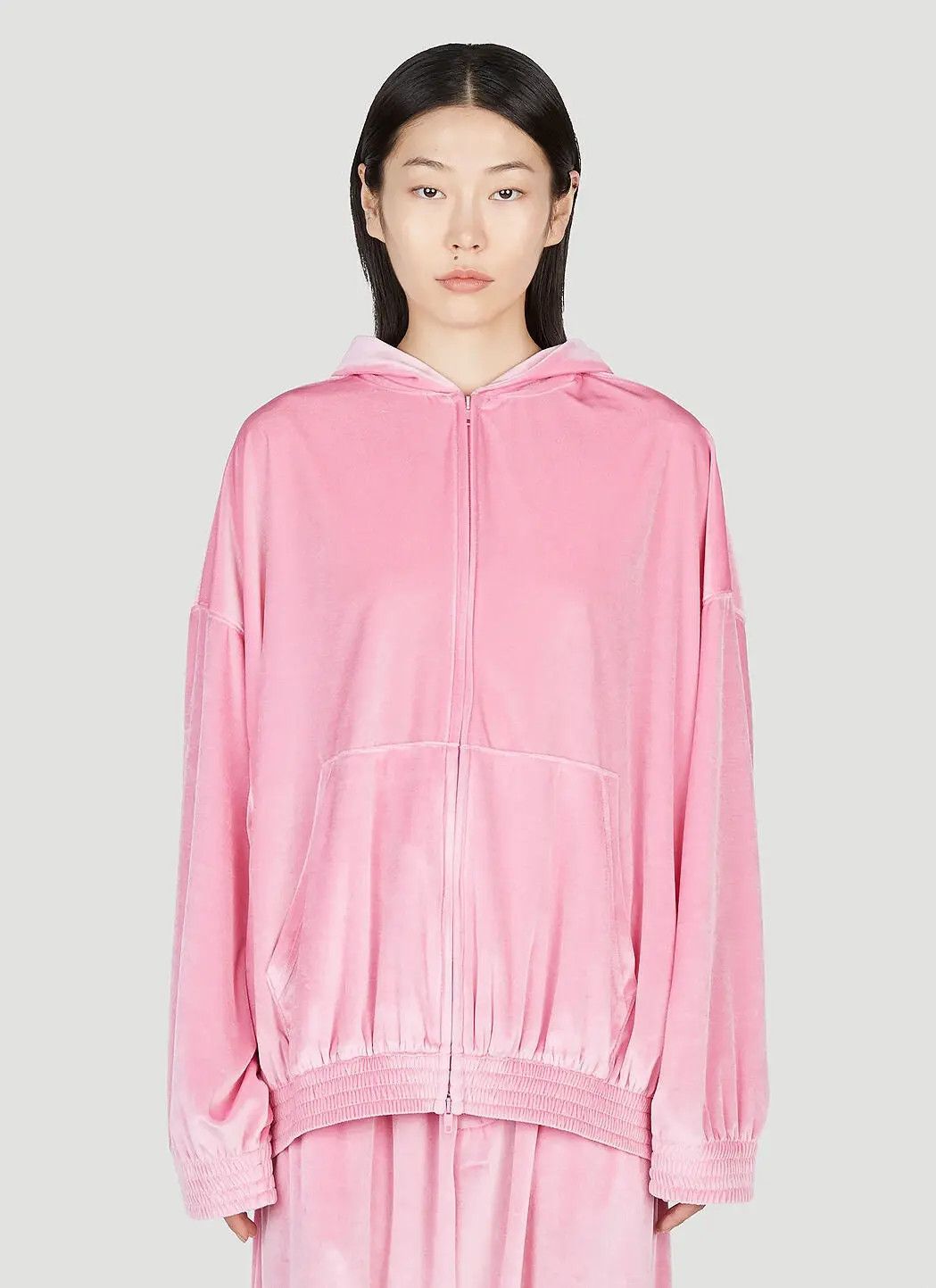 Balenciaga o1bcso1str1124 BB Paris Strass Zip-Up Hoodie Oversized Pink Size XS / US 0-2 / IT 36-38 - 1 Thumbnail